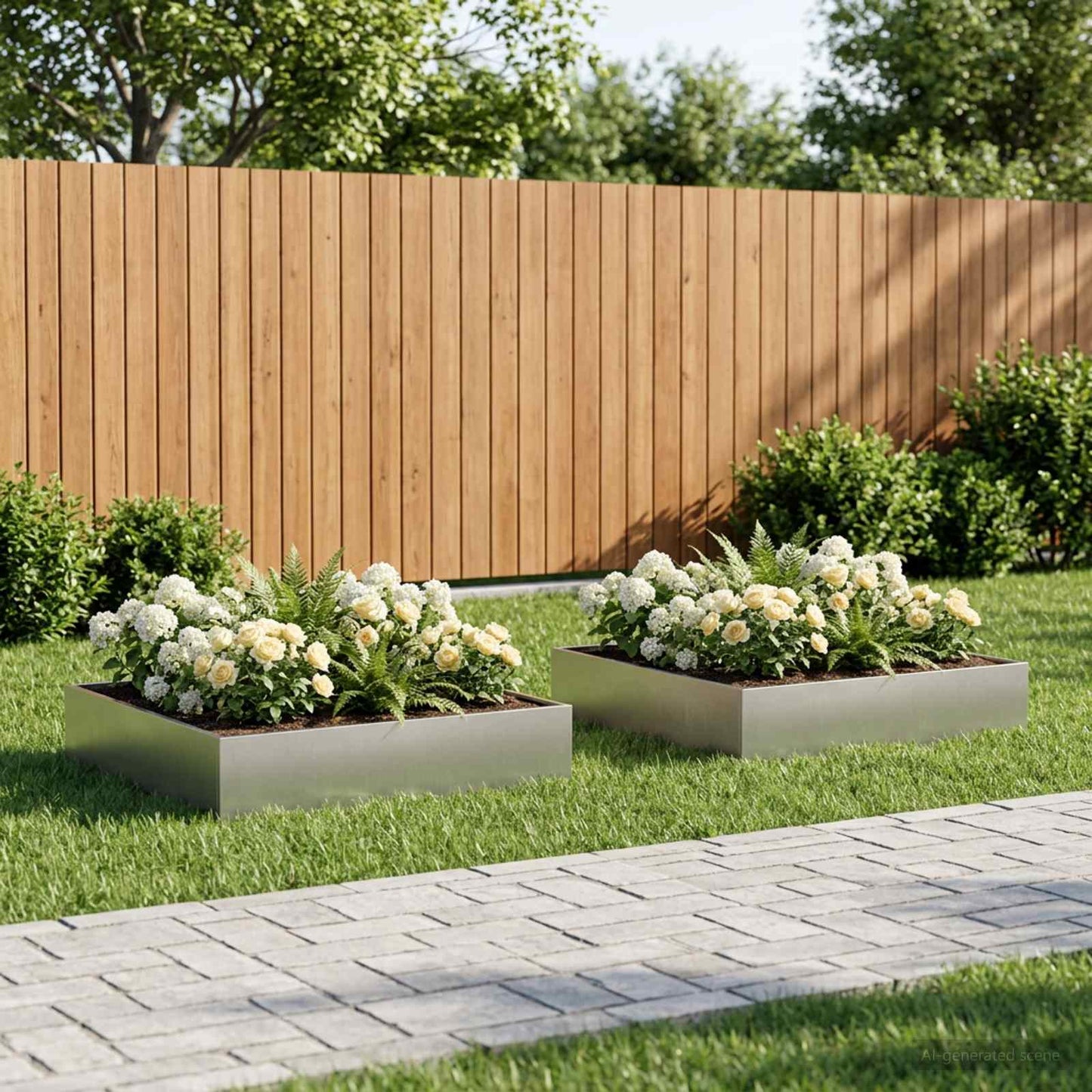 Tuin Bloempot 2 st zilver 80 x 80 x 20 cm Roestvrij staal is nu te koop bij PeponiXL, paradijselijk wonen!