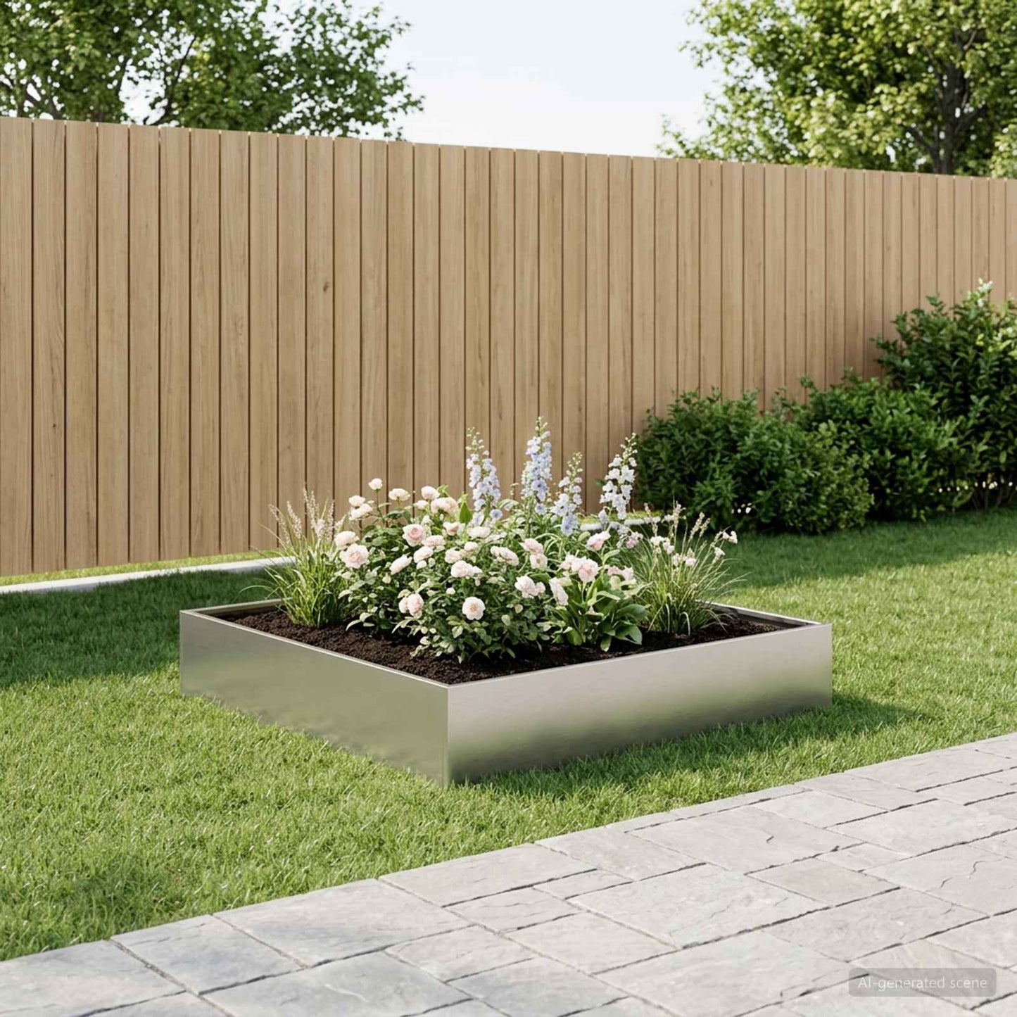 Tuin Bloempot zilver 80 x 80 x 20 cm Gegalvaniseerd staal is nu te koop bij PeponiXL, paradijselijk wonen!