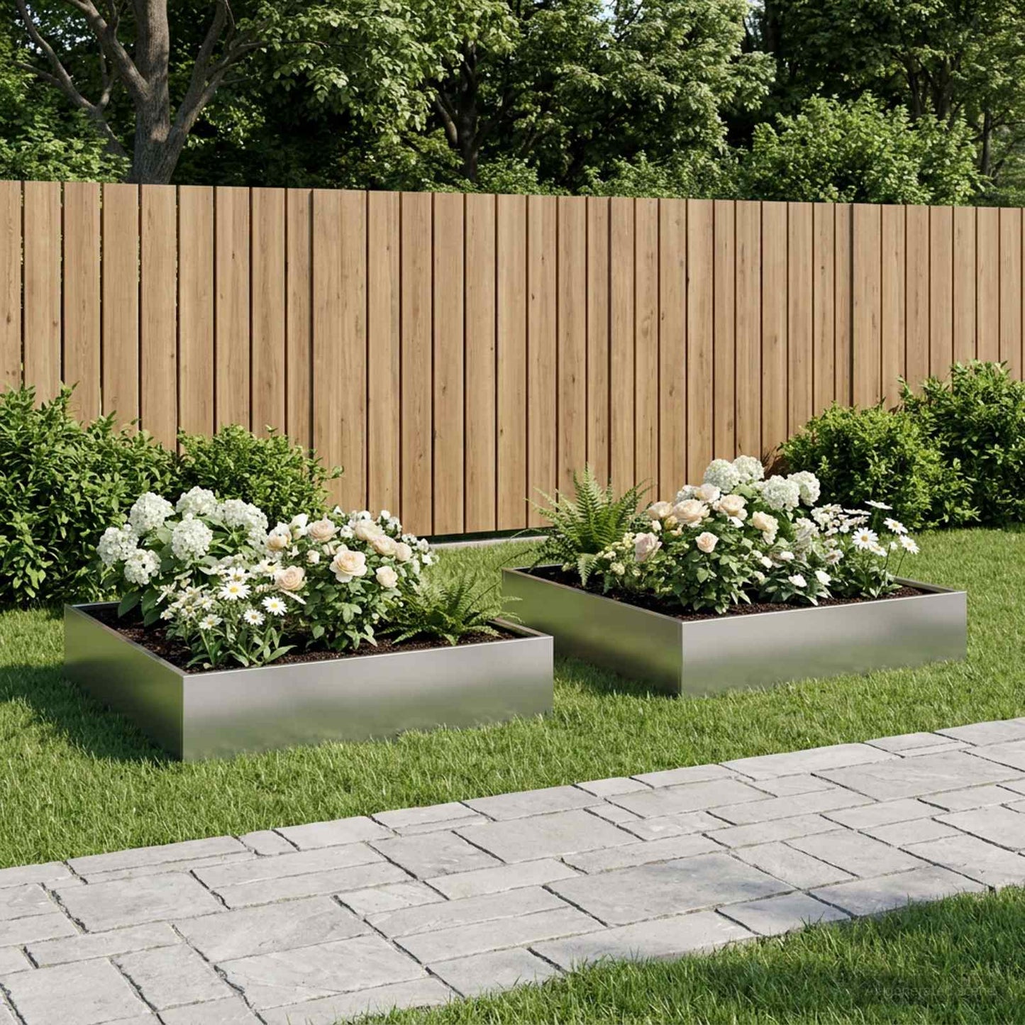 Tuin Bloempot 2 st zilver 80 x 80 x 20 cm Gegalvaniseerd staal is nu te koop bij PeponiXL, paradijselijk wonen!