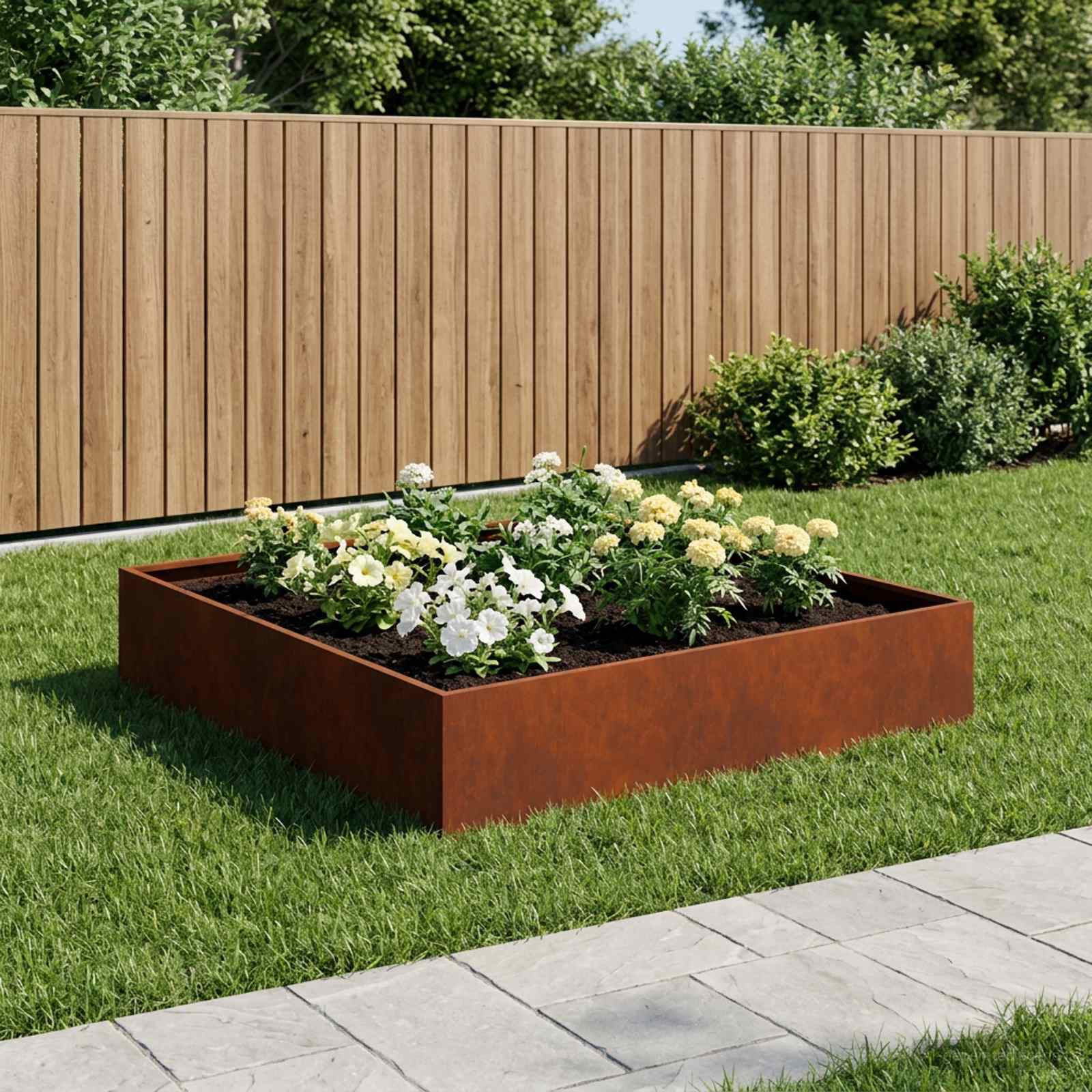 Tuin Bloempot Roestkleurig 80 x 80 x 20 cm weervast staal is nu te koop bij PeponiXL, paradijselijk wonen!