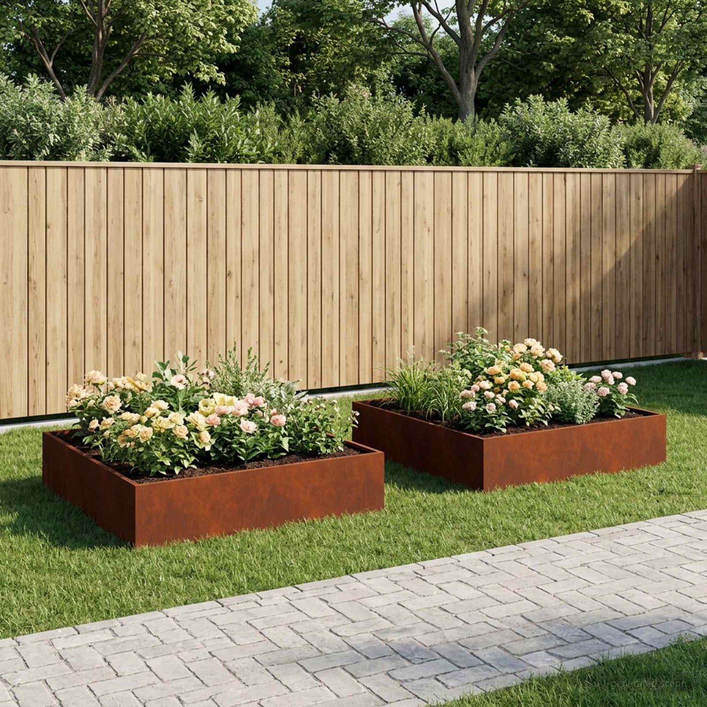 Tuin Bloempot 2 st Roestkleurig 80 x 80 x 20 cm weervast staal is nu te koop bij PeponiXL, paradijselijk wonen!