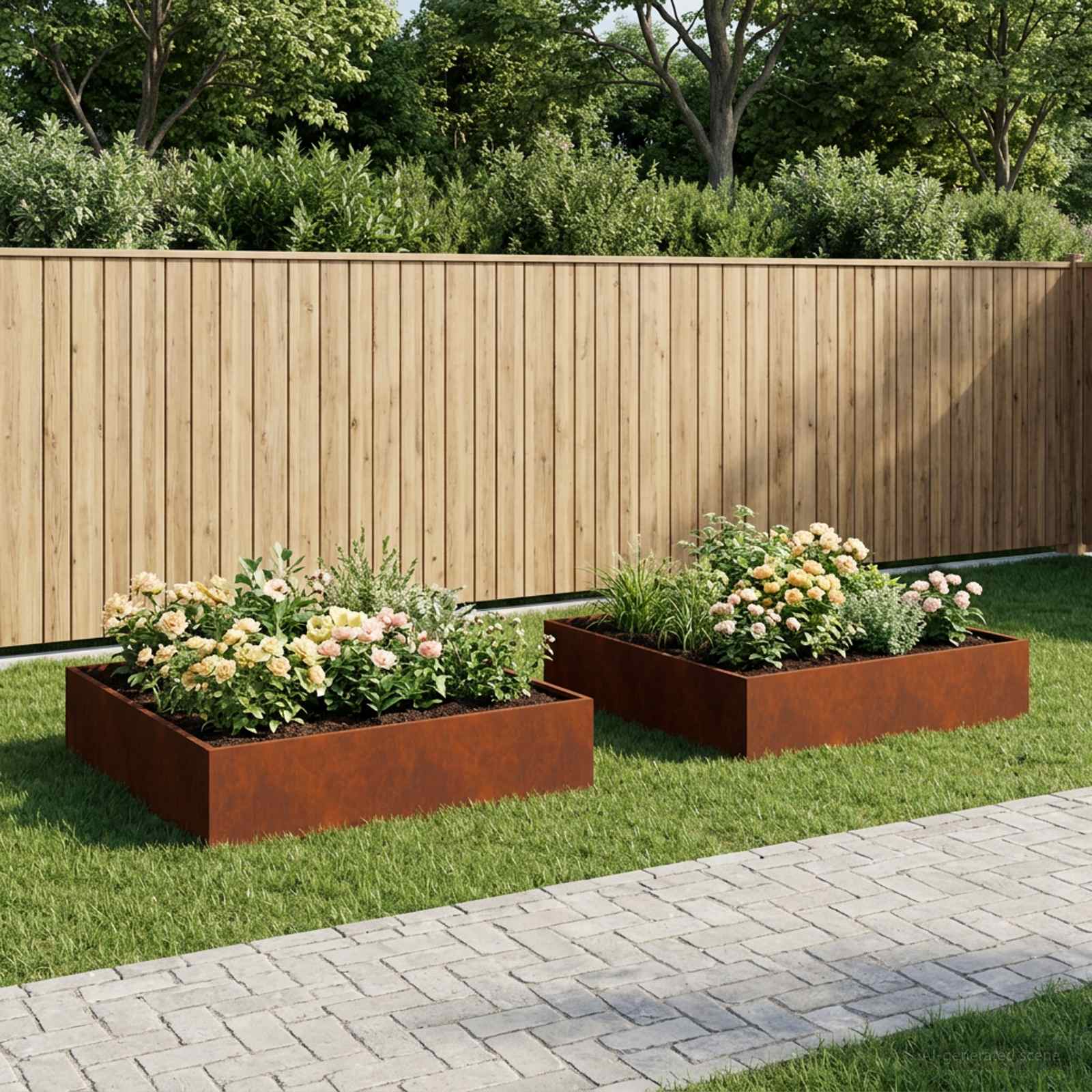Tuin Bloempot 2 st Roestkleurig 80 x 80 x 20 cm weervast staal is nu te koop bij PeponiXL, paradijselijk wonen!
