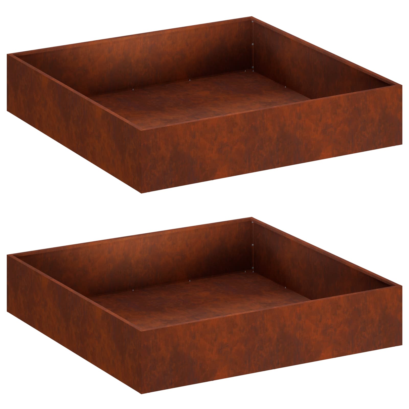 Tuin Bloempot 2 st Roestkleurig 80 x 80 x 20 cm weervast staal is nu te koop bij PeponiXL, paradijselijk wonen!