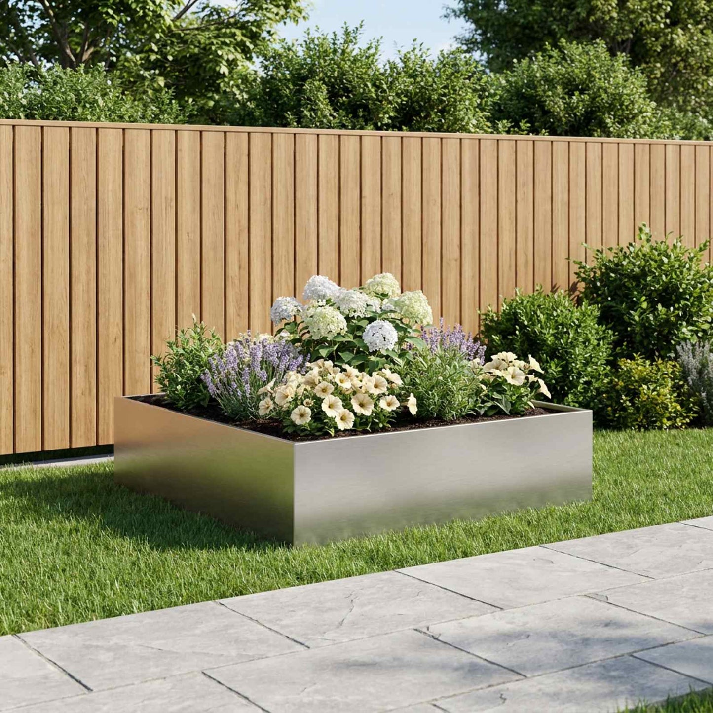 Tuin Bloempot zilver 80 x 80 x 30 cm Roestvrij staal is nu te koop bij PeponiXL, paradijselijk wonen!