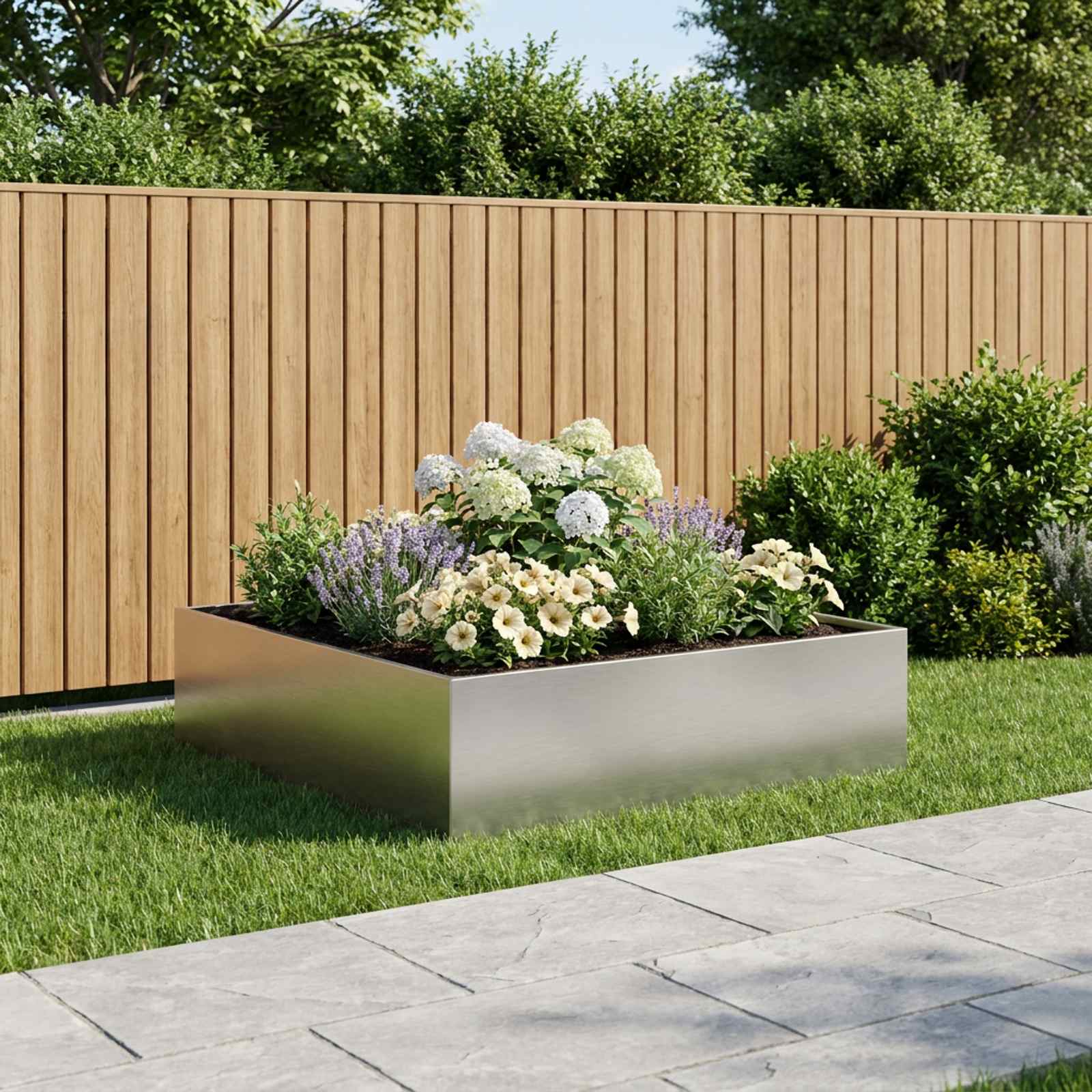 Tuin Bloempot zilver 80 x 80 x 30 cm Roestvrij staal is nu te koop bij PeponiXL, paradijselijk wonen!