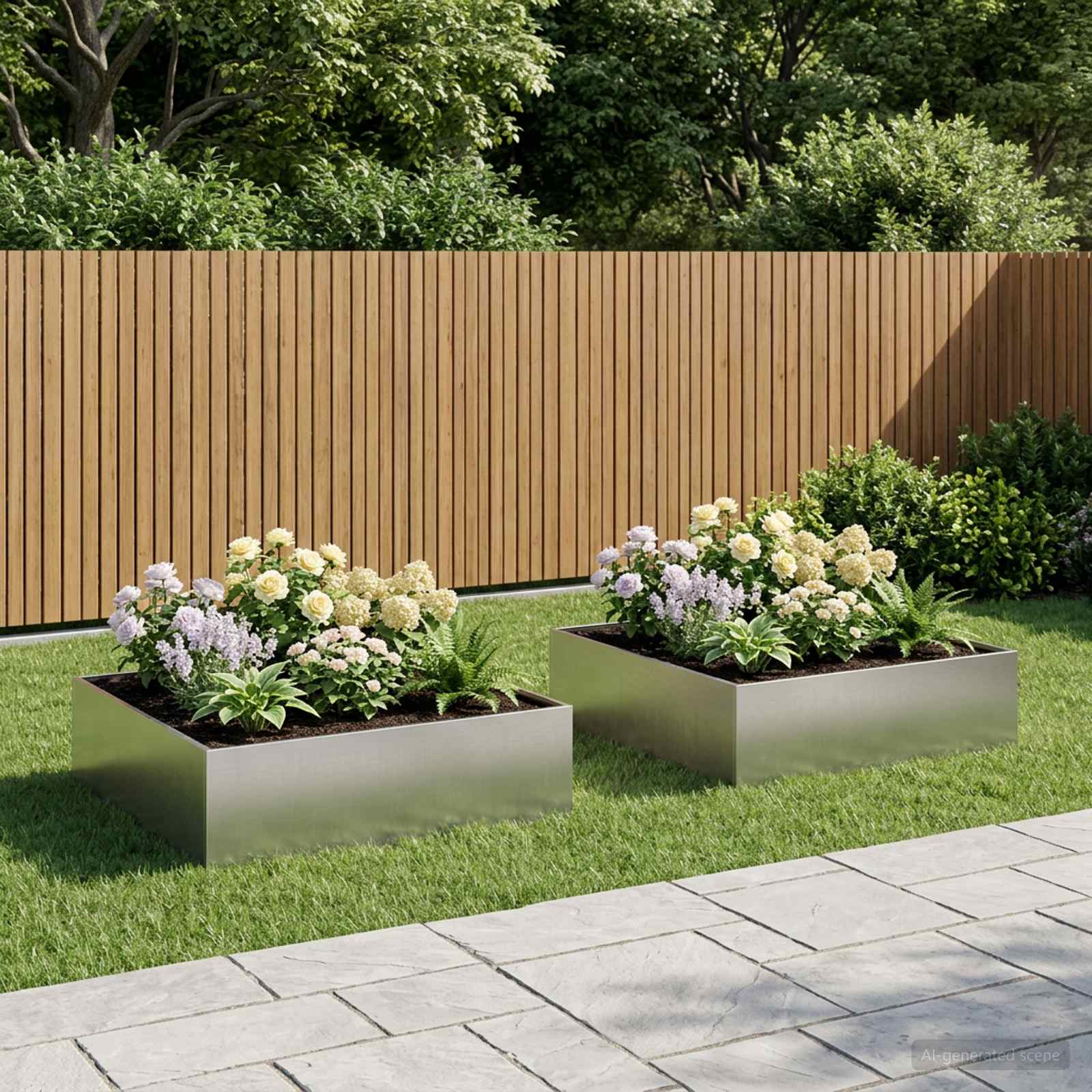 Tuin Bloempot 2 st zilver 80 x 80 x 30 cm Roestvrij staal is nu te koop bij PeponiXL, paradijselijk wonen!