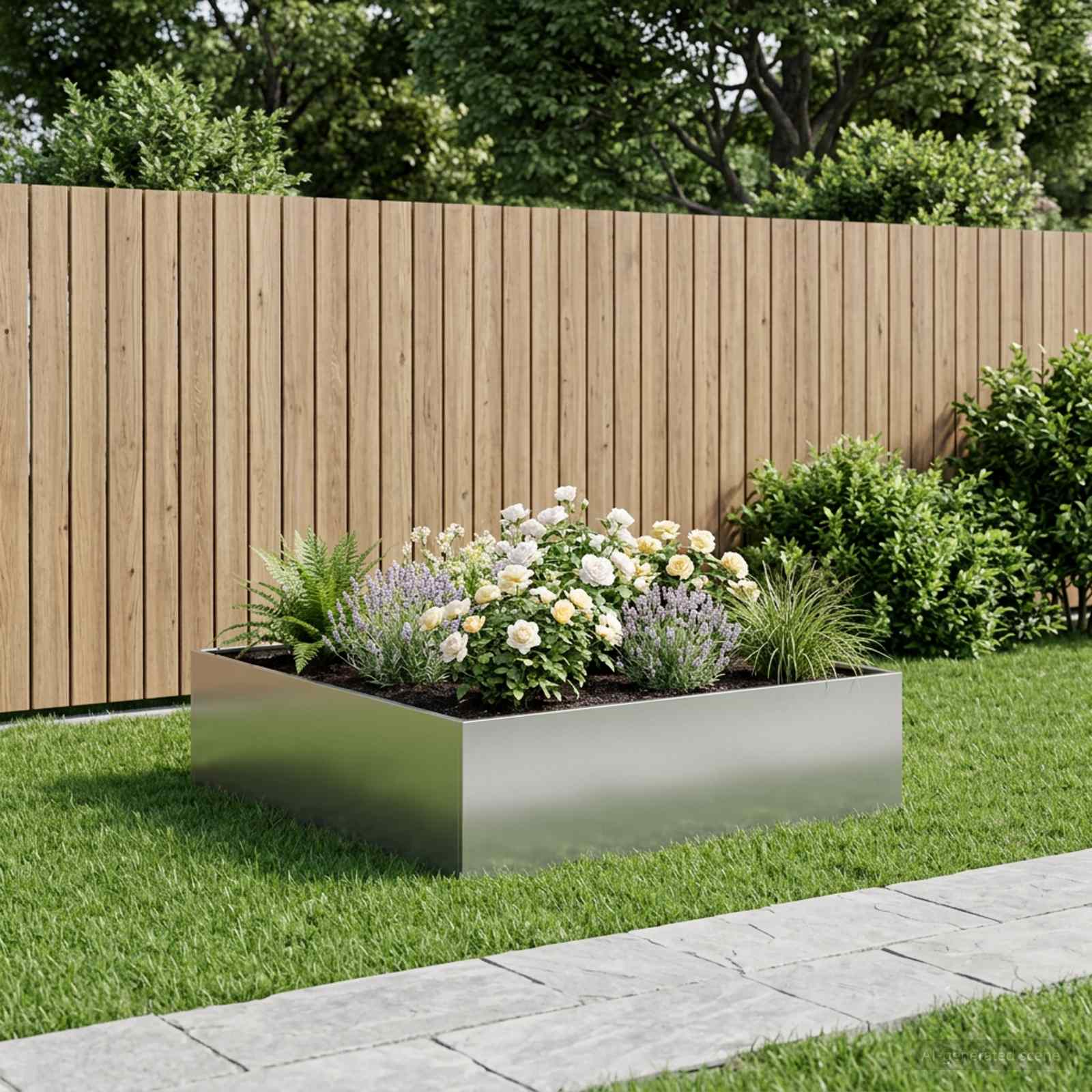 Tuin Bloempot zilver 80 x 80 x 30 cm Gegalvaniseerd staal is nu te koop bij PeponiXL, paradijselijk wonen!