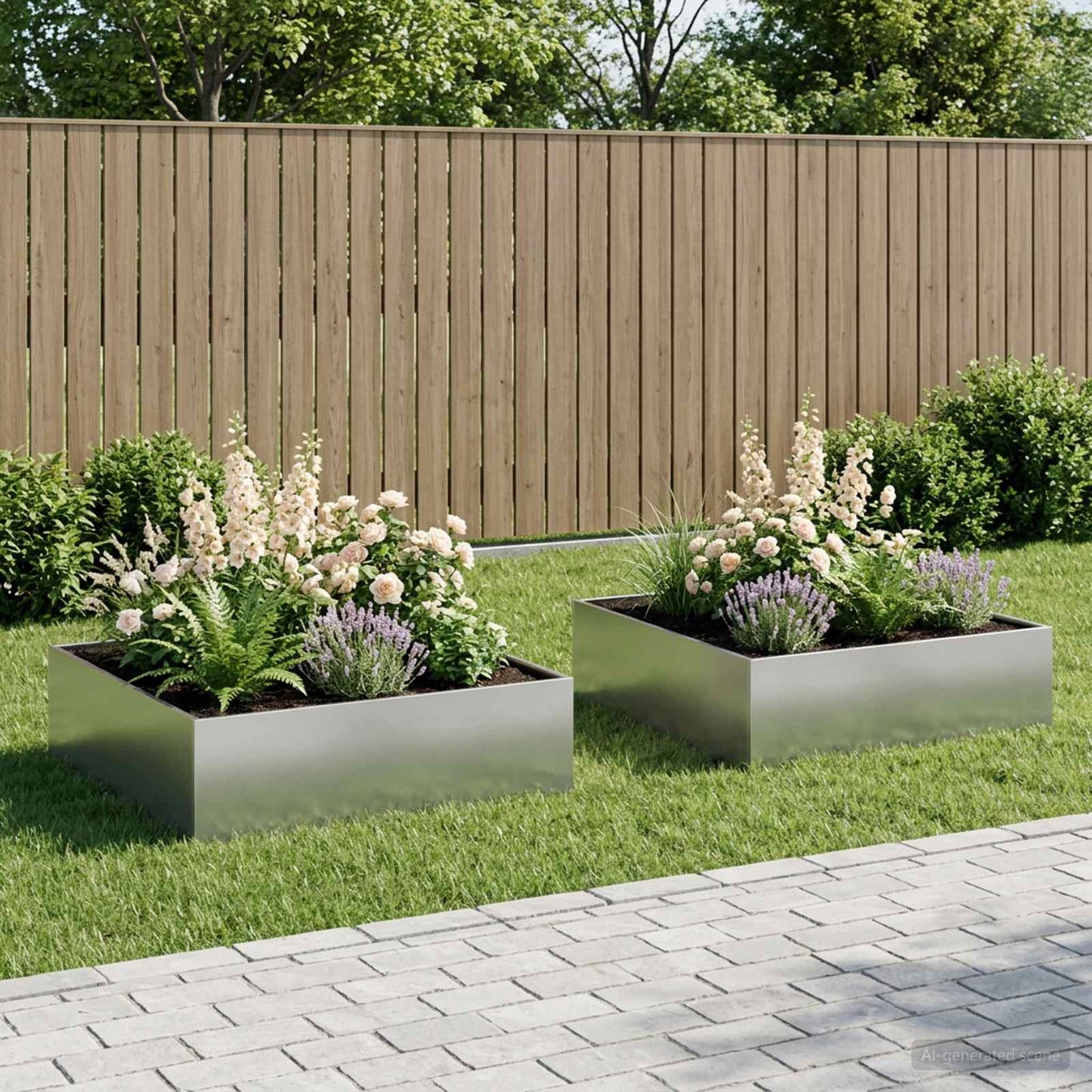 Tuin Bloempot 2 st zilver 80 x 80 x 30 cm Gegalvaniseerd staal is nu te koop bij PeponiXL, paradijselijk wonen!