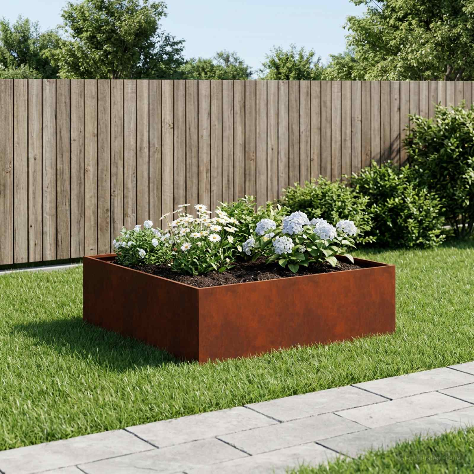 Tuin Bloempot Roestkleurig 80 x 80 x 30 cm weervast staal is nu te koop bij PeponiXL, paradijselijk wonen!