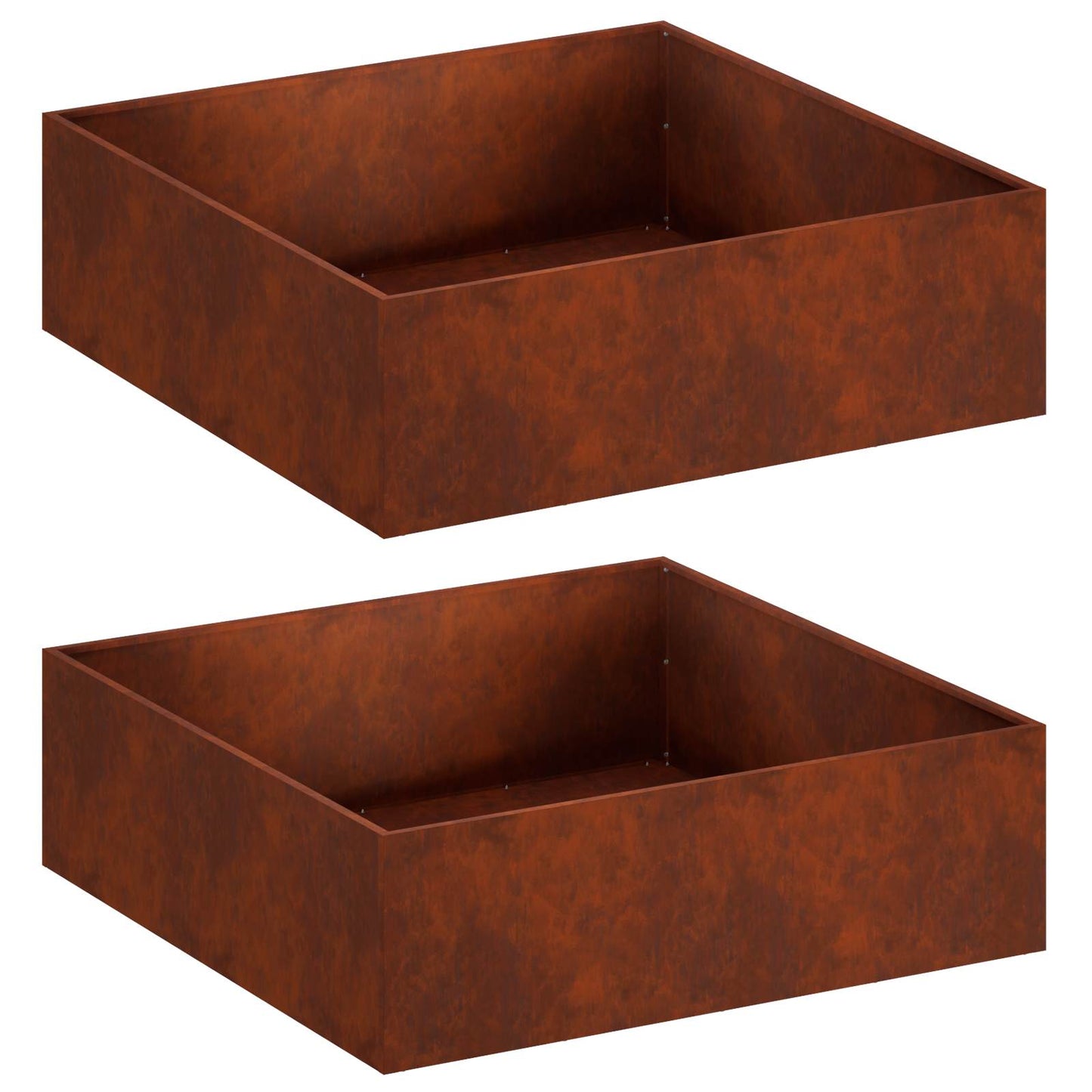 Tuin Bloempot 2 st Roestkleurig 80 x 80 x 30 cm weervast staal is nu te koop bij PeponiXL, paradijselijk wonen!