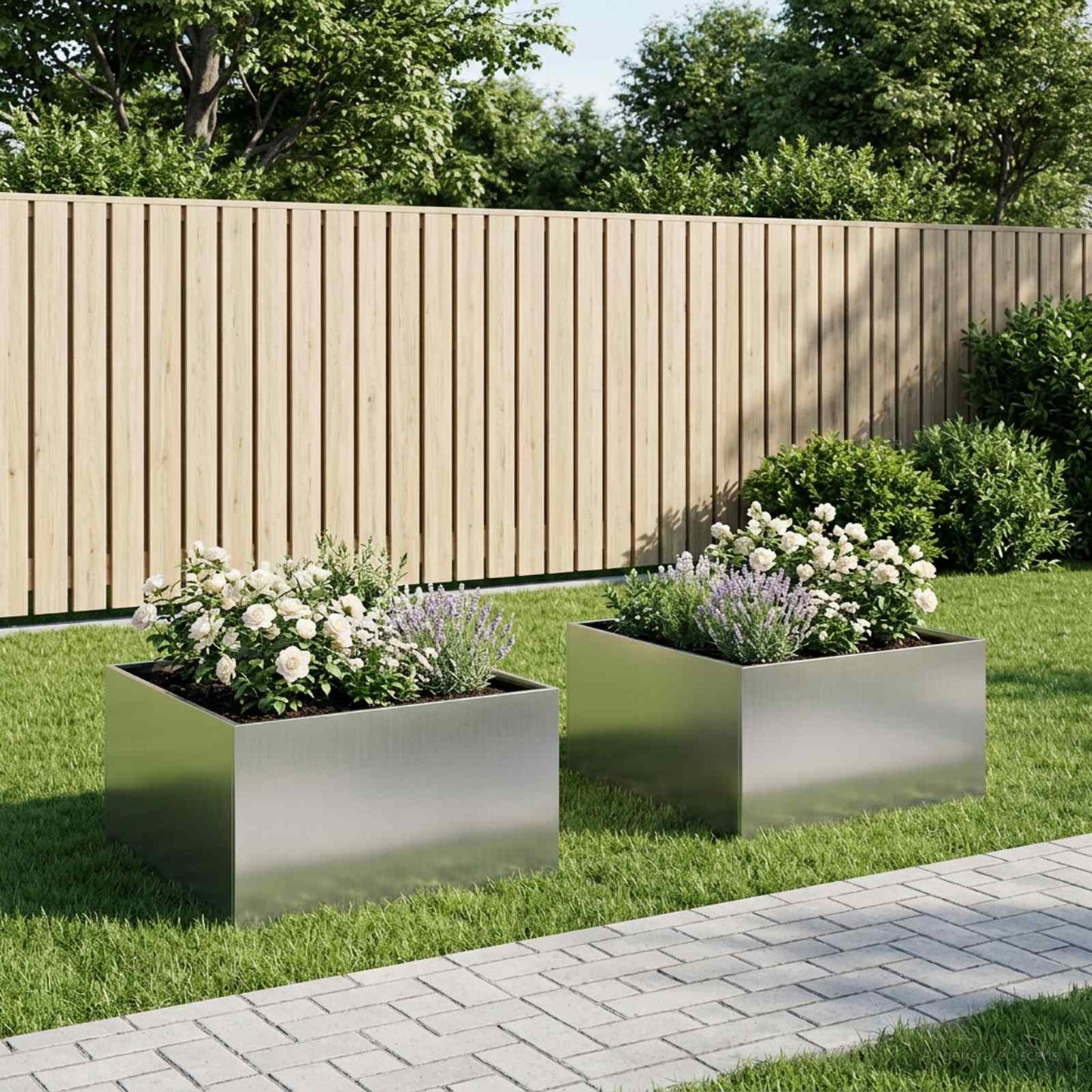 Tuin Bloempot 2 st zilver 60 x 60 x 40 cm Gegalvaniseerd staal is nu te koop bij PeponiXL, paradijselijk wonen!