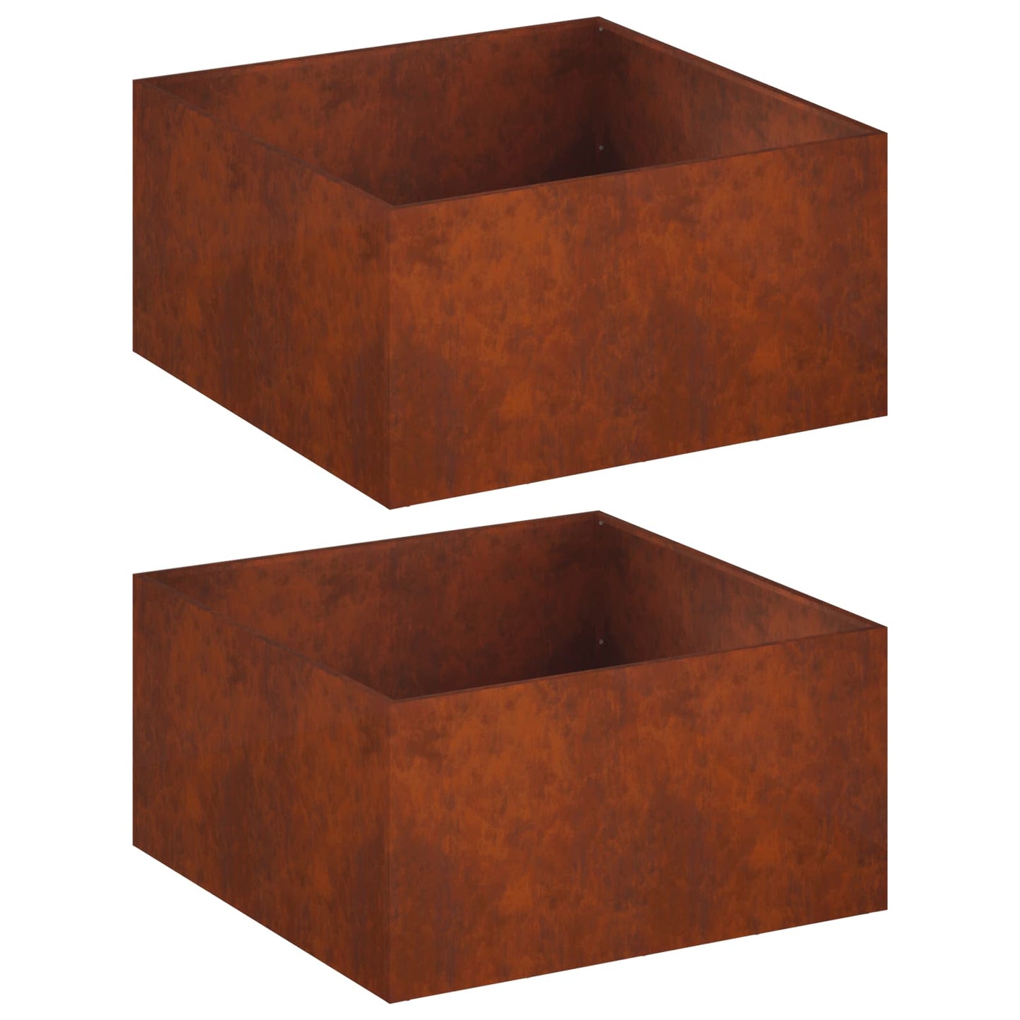 Tuin Bloempot 2 st Roestkleurig 60 x 60 x 40 cm weervast staal is nu te koop bij PeponiXL, paradijselijk wonen!