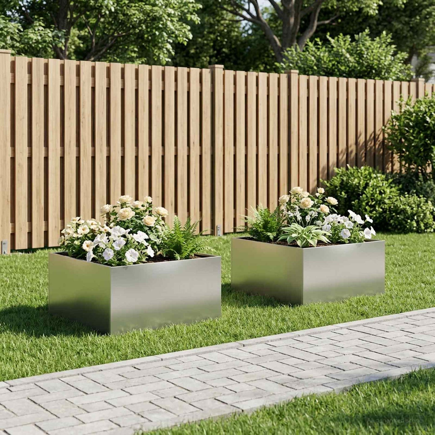 Tuin Bloempot 2 st zilver 80 x 80 x 40 cm Roestvrij staal is nu te koop bij PeponiXL, paradijselijk wonen!