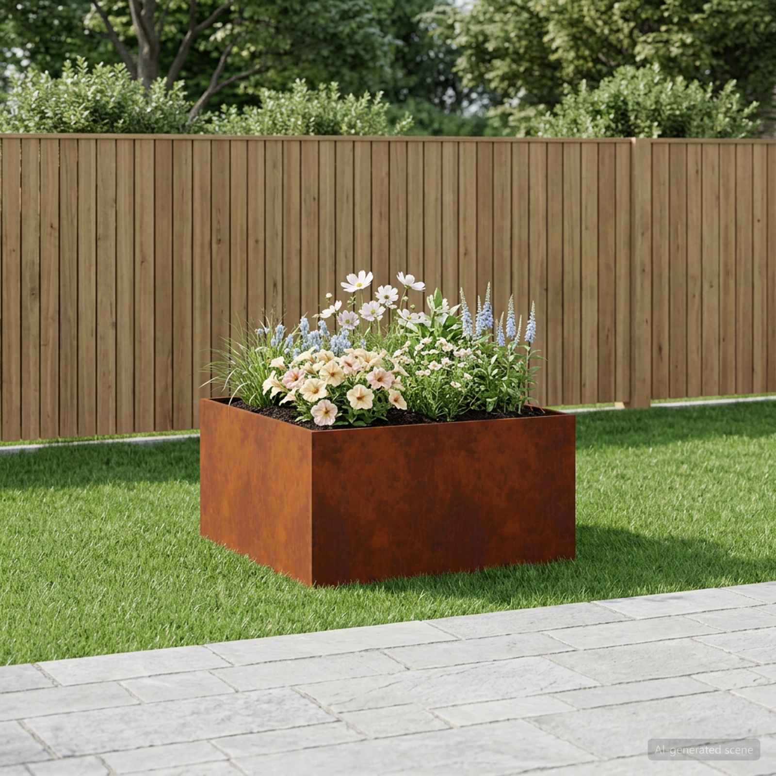 Tuin Bloempot Roestkleurig 80 x 80 x 40 cm weervast staal is nu te koop bij PeponiXL, paradijselijk wonen!