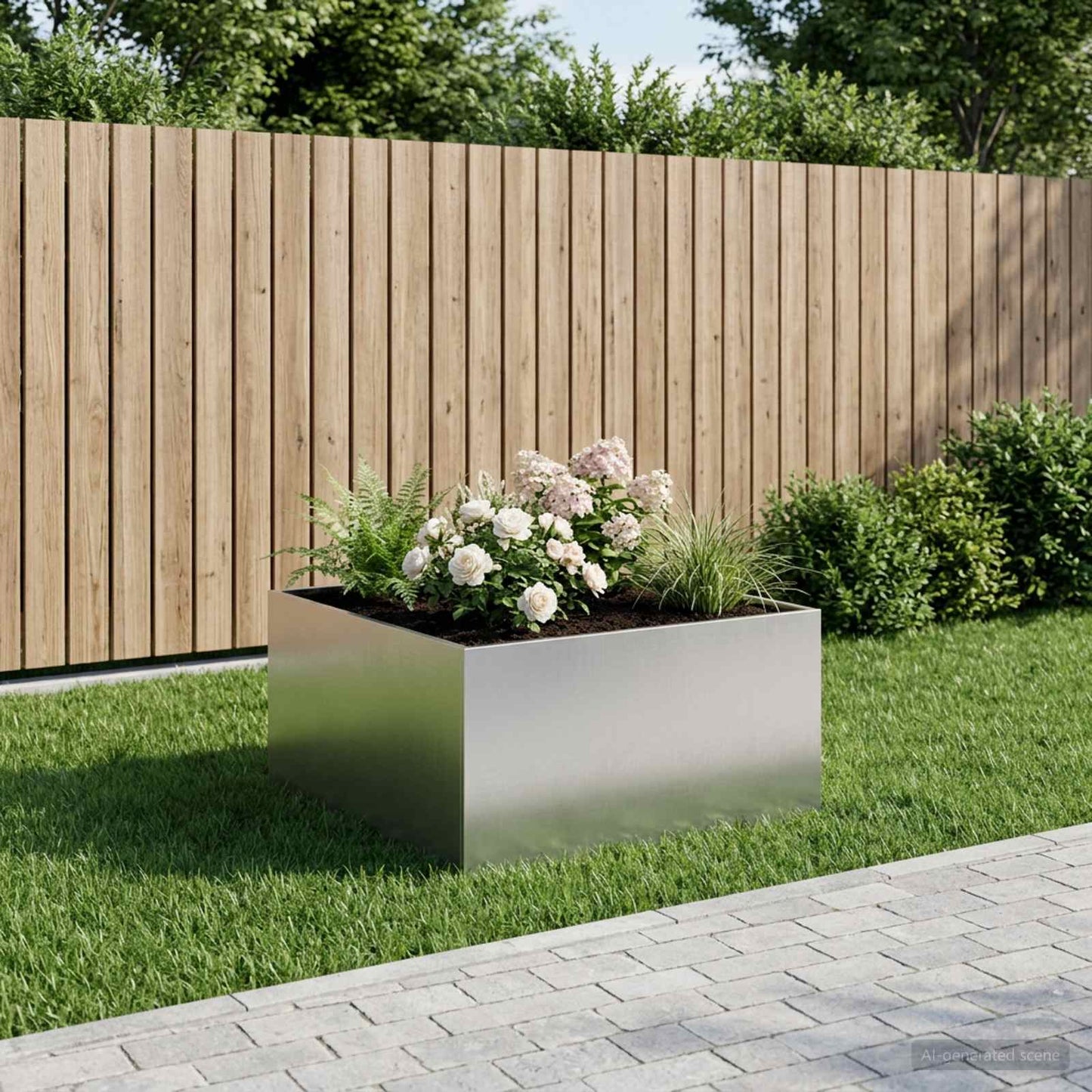 Tuin Bloempot zilver 100 x 100 x 40 cm Roestvrij staal is nu te koop bij PeponiXL, paradijselijk wonen!