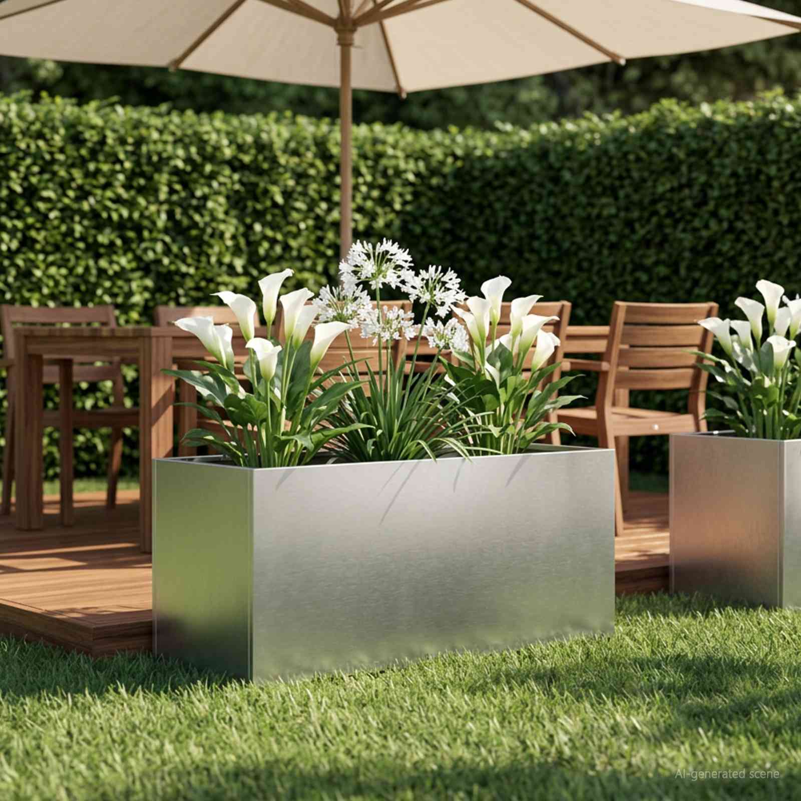Tuin Bloempot zilver 80 x 40 x 40 cm Roestvrij staal is nu te koop bij PeponiXL, paradijselijk wonen!
