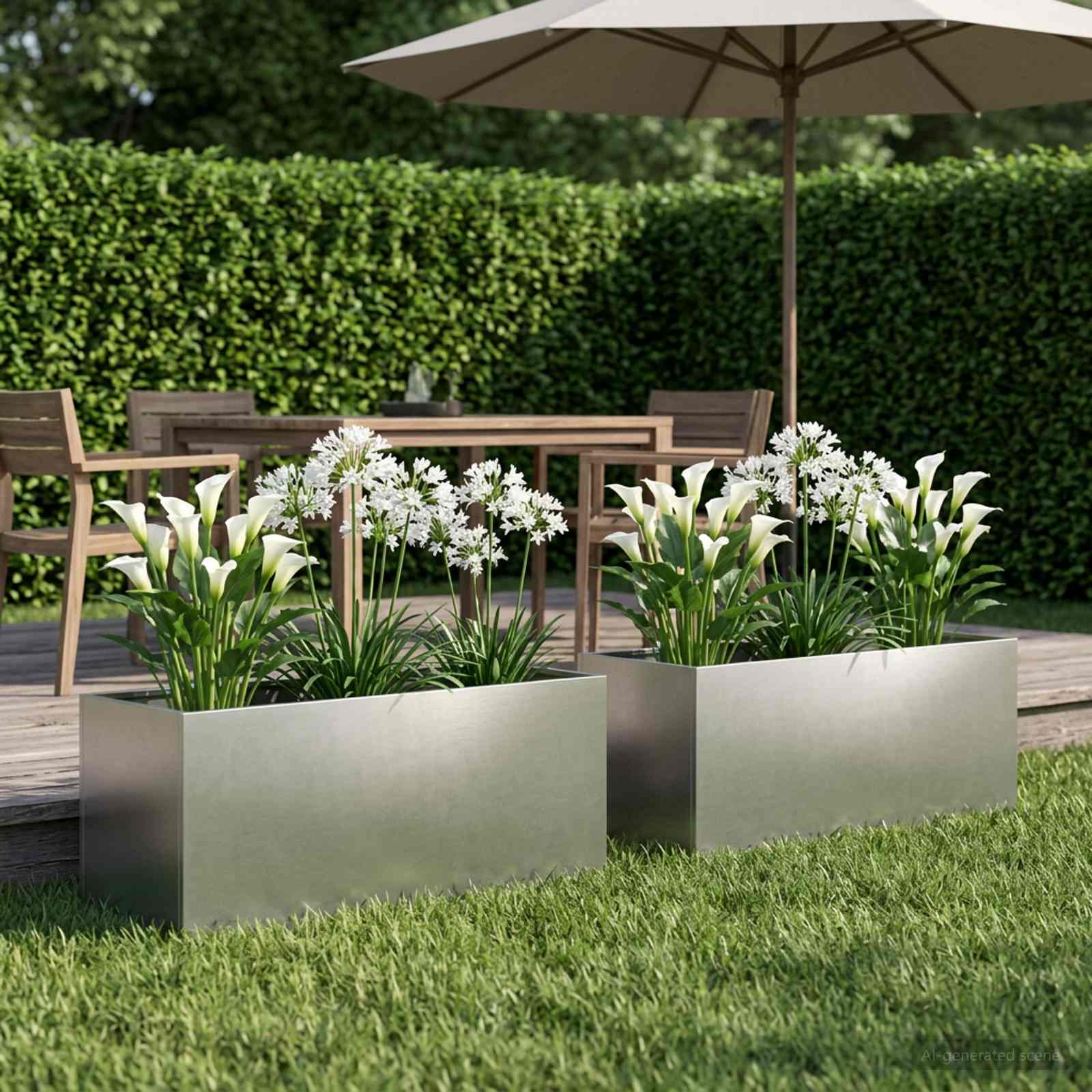 Tuin Bloempot 2 st zilver 80 x 40 x 40 cm Roestvrij staal is nu te koop bij PeponiXL, paradijselijk wonen!
