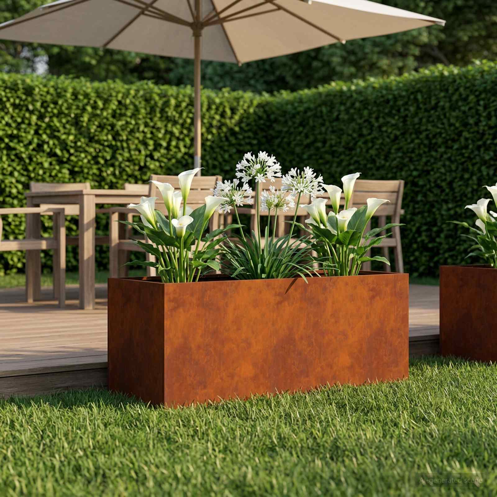 Tuin Bloempot Roestkleurig 80 x 40 x 40 cm weervast staal is nu te koop bij PeponiXL, paradijselijk wonen!