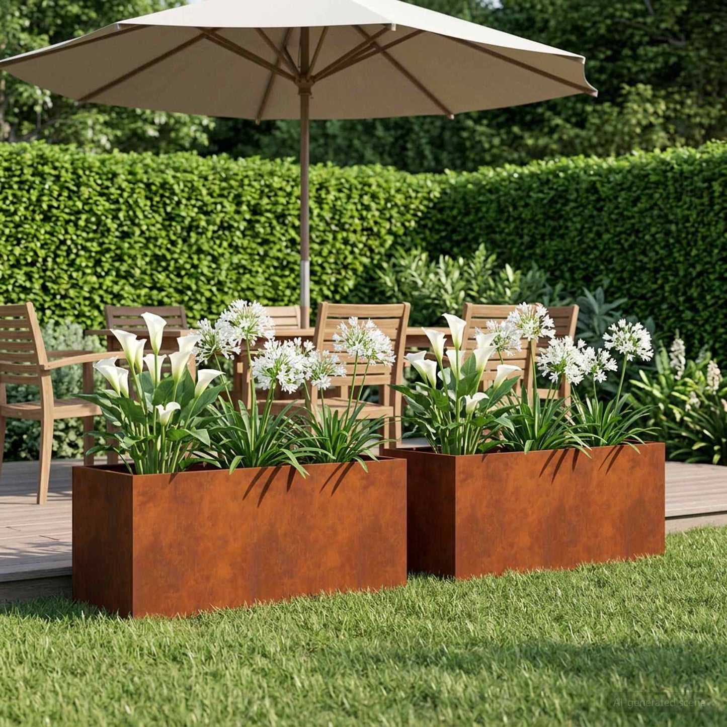 Tuin Bloempot 2 st Roestkleurig 80 x 40 x 40 cm weervast staal is nu te koop bij PeponiXL, paradijselijk wonen!