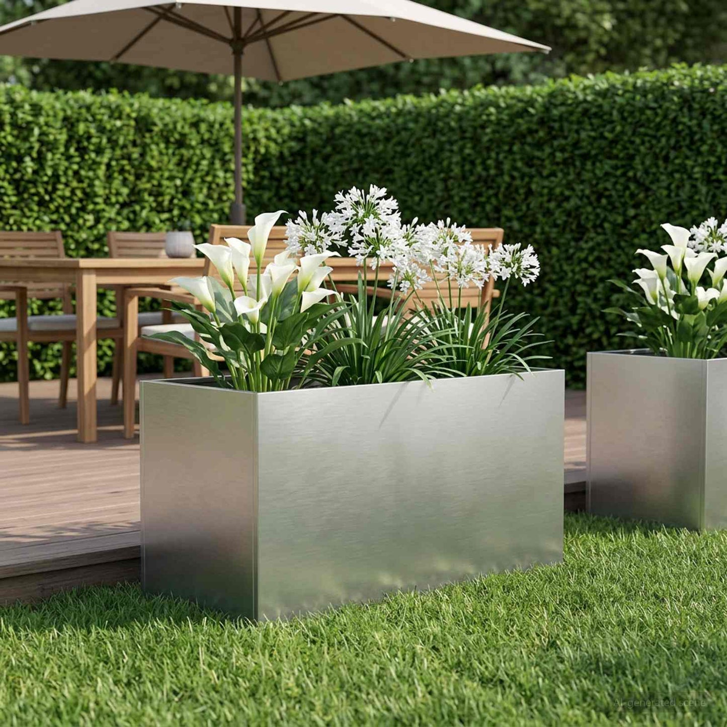 Tuin Bloempot zilver 80 x 50 x 50 cm Roestvrij staal is nu te koop bij PeponiXL, paradijselijk wonen!