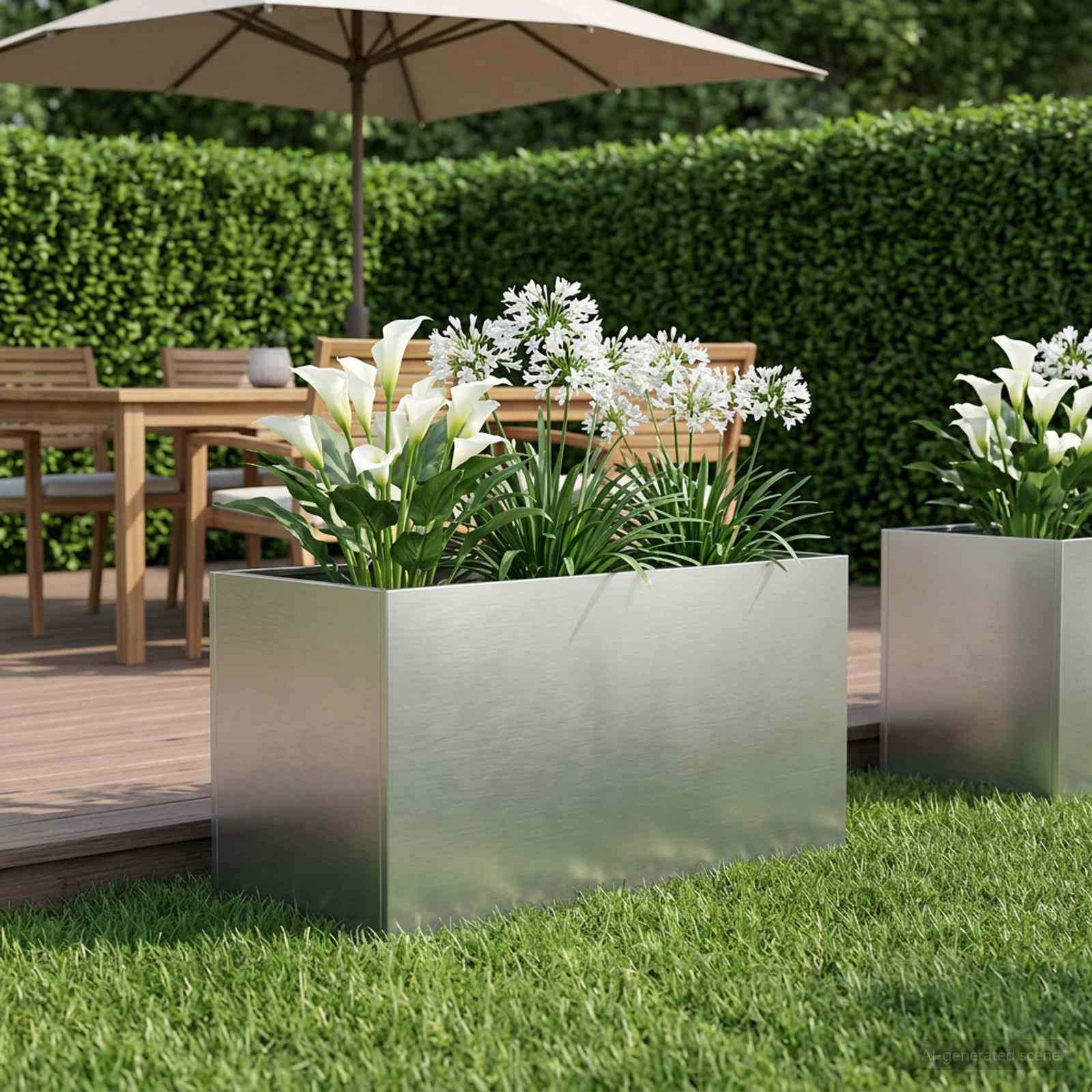 Tuin Bloempot zilver 80 x 50 x 50 cm Roestvrij staal is nu te koop bij PeponiXL, paradijselijk wonen!