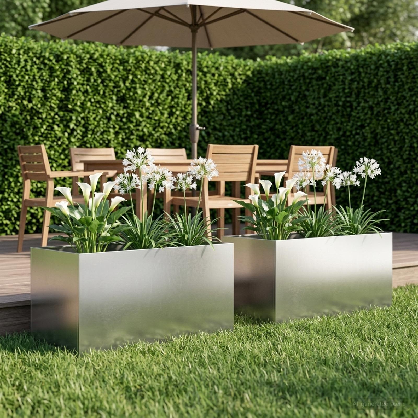 Tuin Bloempot 2 st zilver 80 x 50 x 50 cm Roestvrij staal is nu te koop bij PeponiXL, paradijselijk wonen!