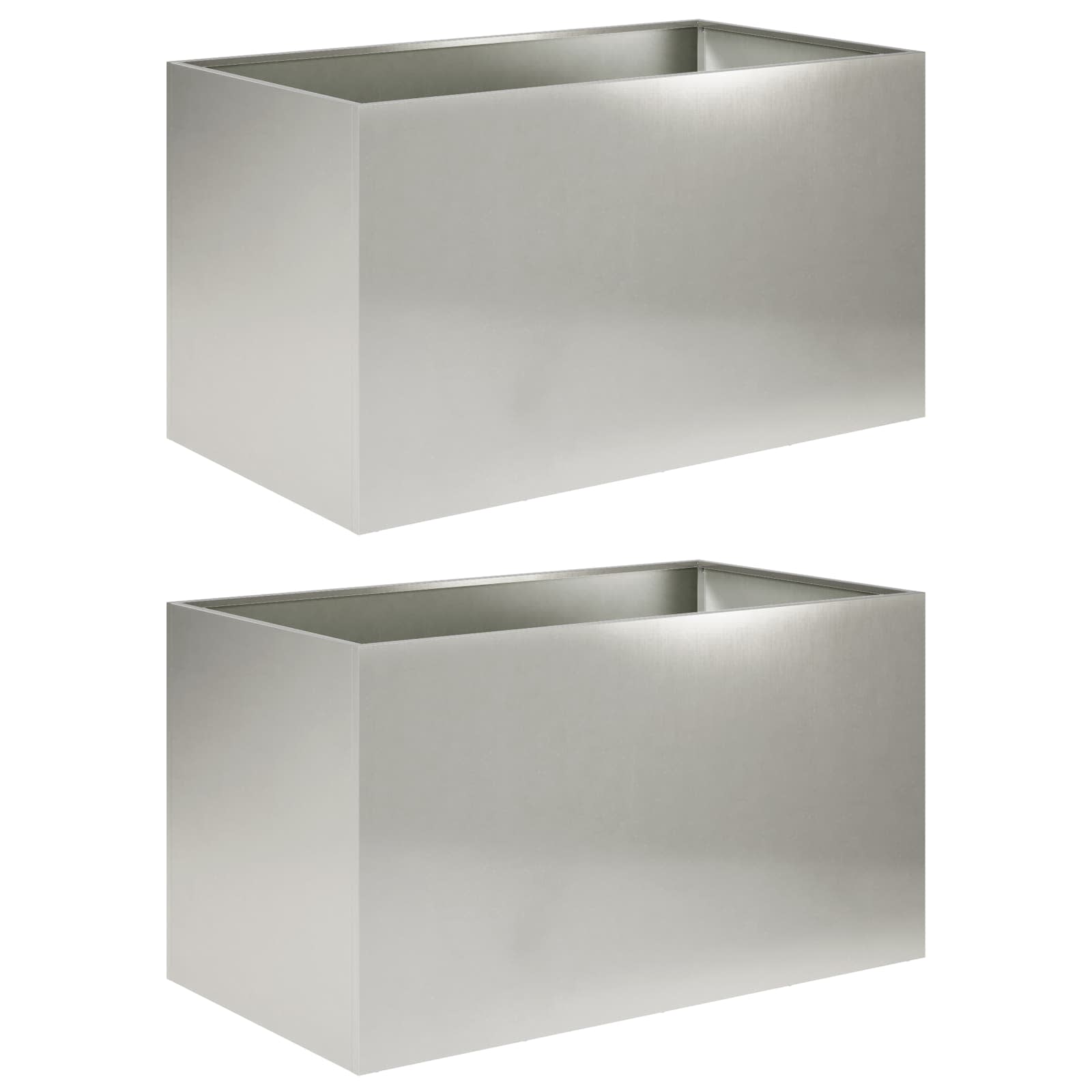 Tuin Bloempot 2 st zilver 80 x 50 x 50 cm Roestvrij staal is nu te koop bij PeponiXL, paradijselijk wonen!