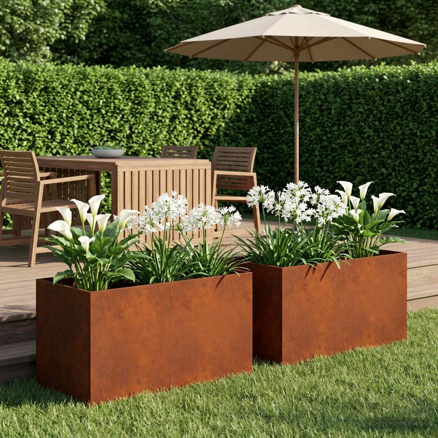 Tuin Bloempot 2 st Roestkleurig 80 x 50 x 50 cm weervast staal is nu te koop bij PeponiXL, paradijselijk wonen!