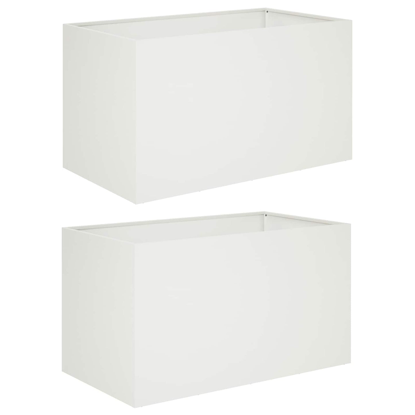 Plantenbak 2 st Wit 100 x 50 x 50 cm Koudgewalst staal