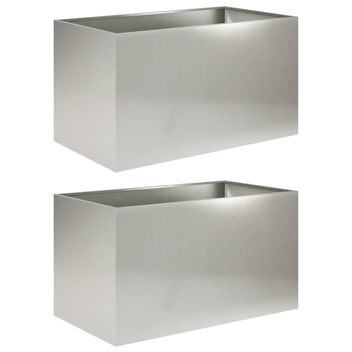 Tuin Bloempot 2 st zilver 100 x 50 x 50 cm Roestvrij staal is nu te koop bij PeponiXL, paradijselijk wonen!