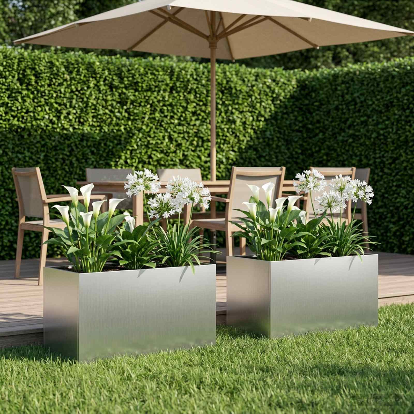 Tuin Bloempot 2 st zilver 100 x 50 x 50 cm Gegalvaniseerd staal is nu te koop bij PeponiXL, paradijselijk wonen!