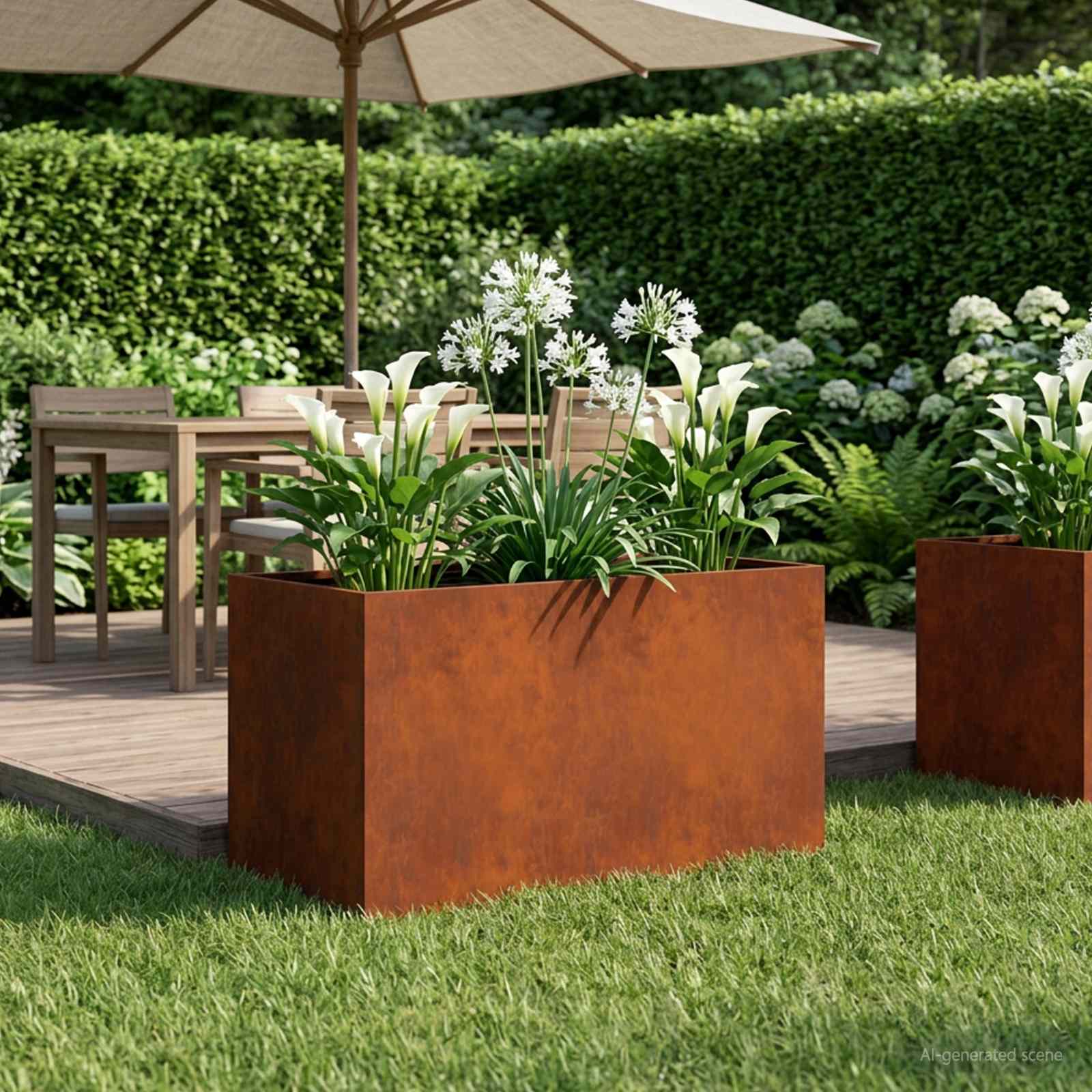 Tuin Bloempot Roestkleurig 100 x 50 x 50 cm weervast staal is nu te koop bij PeponiXL, paradijselijk wonen!
