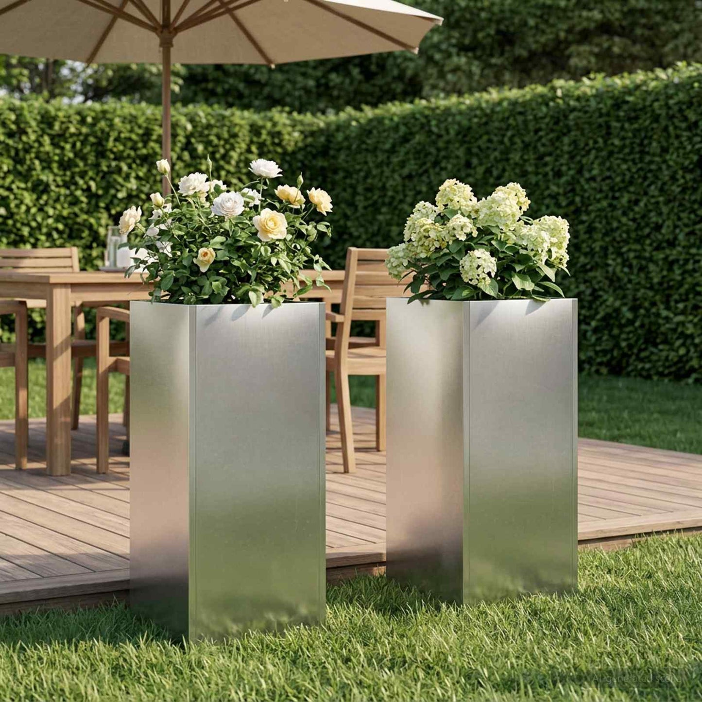 Tuin Bloempot 2 st zilver 20 x 20 x 40 cm Roestvrij staal is nu te koop bij PeponiXL, paradijselijk wonen!