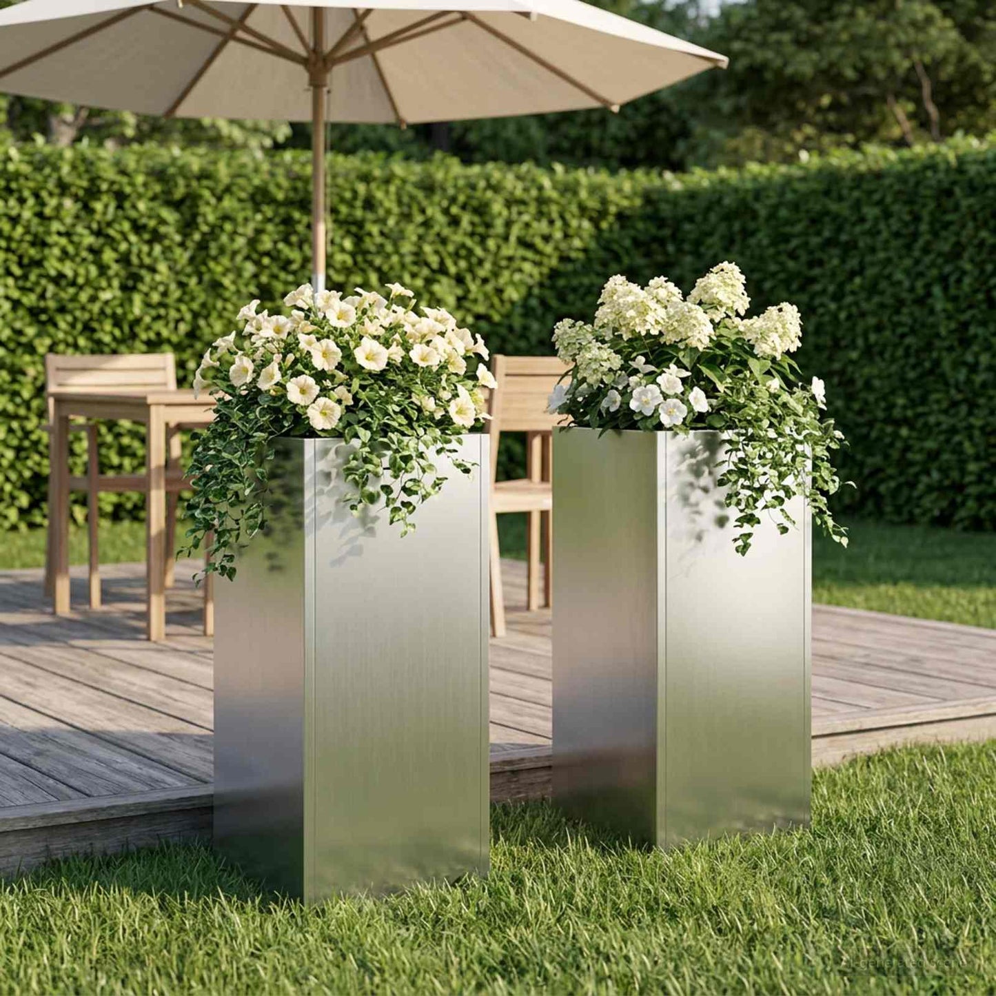 Tuin Bloempot 2 st zilver 20 x 20 x 40 cm Gegalvaniseerd staal is nu te koop bij PeponiXL, paradijselijk wonen!