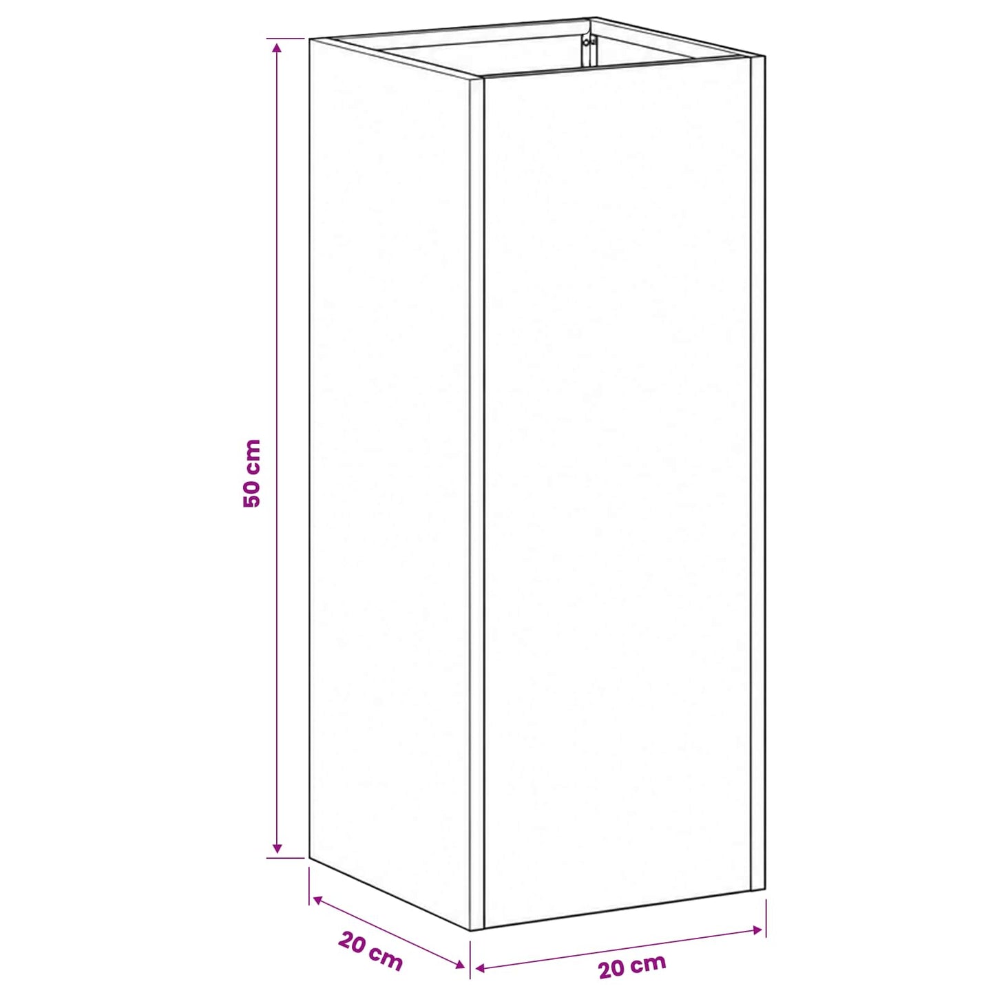 Tuin Bloempot zilver 20 x 20 x 50 cm Gegalvaniseerd staal is nu te koop bij PeponiXL, paradijselijk wonen!