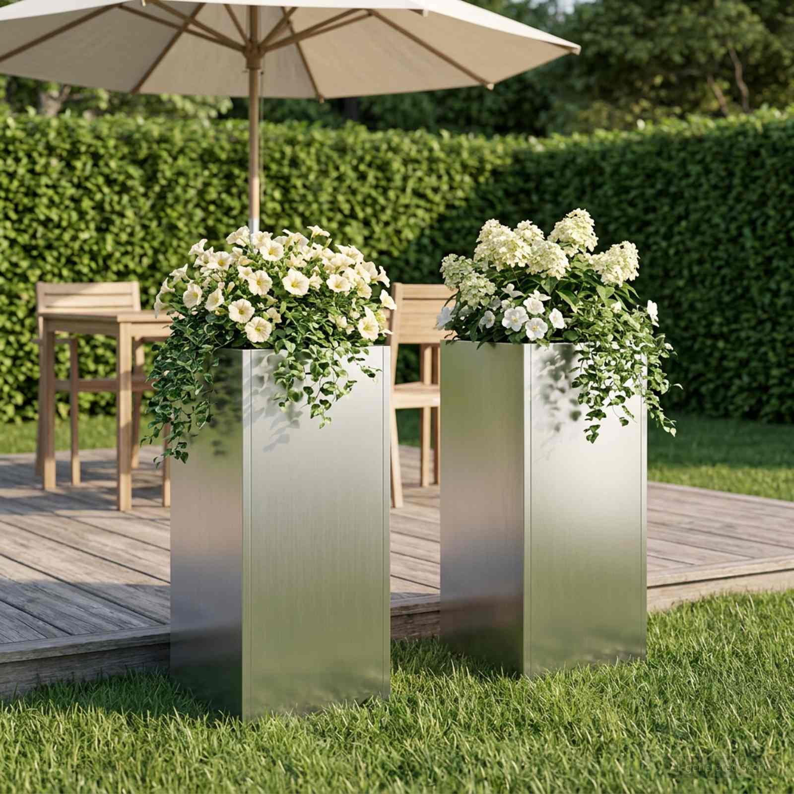 Tuin Bloempot 2 st zilver 20 x 20 x 50 cm Gegalvaniseerd staal is nu te koop bij PeponiXL, paradijselijk wonen!