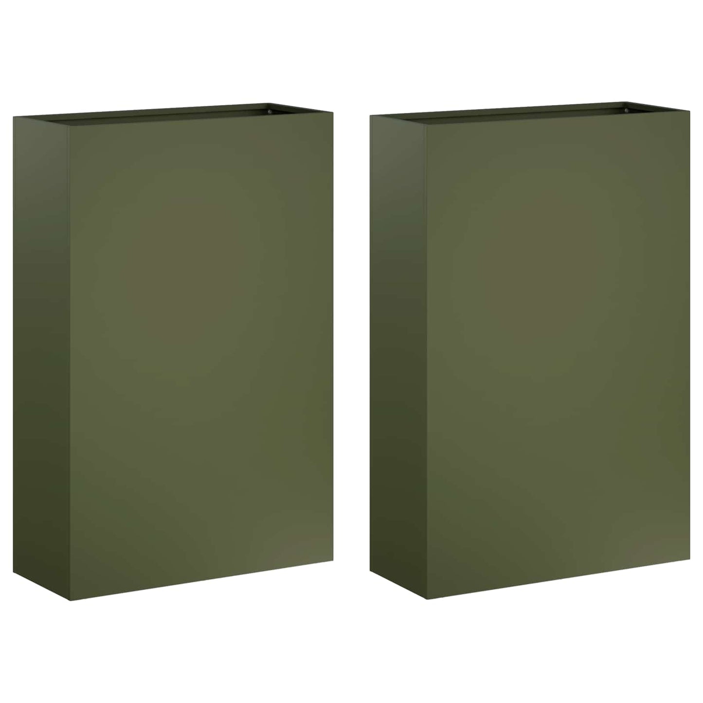 Plantenbak 2 st Olijfgroen 40 x 20 x 75 cm Koudgewalst staal