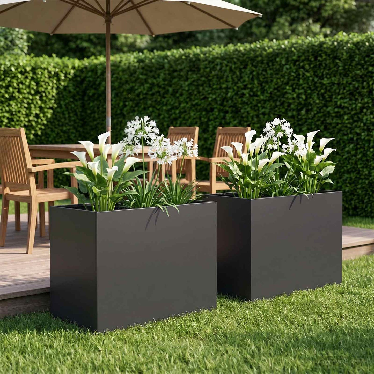 Plantenbak 2 st Zwart 50 x 40 x 50 cm Koudgewalst staal