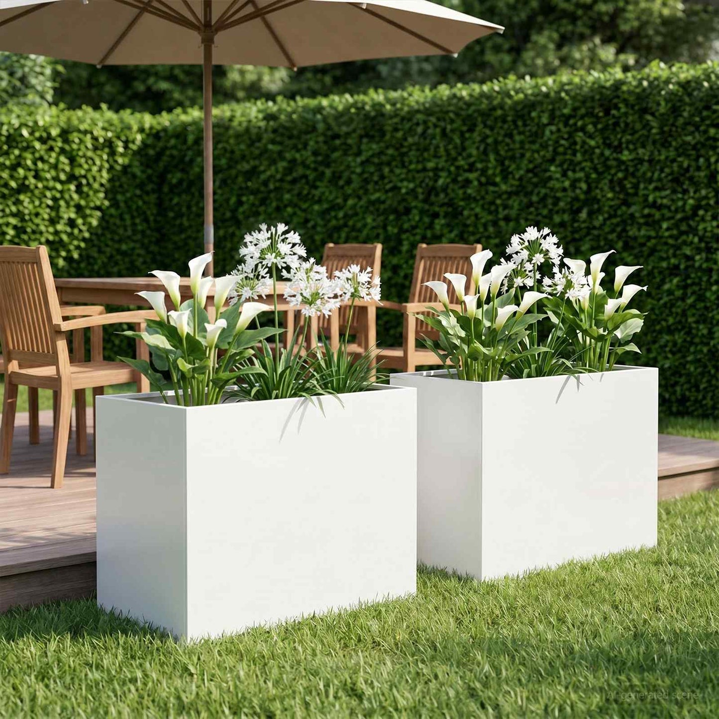 Plantenbak 2 st Wit 50 x 40 x 50 cm Koudgewalst staal