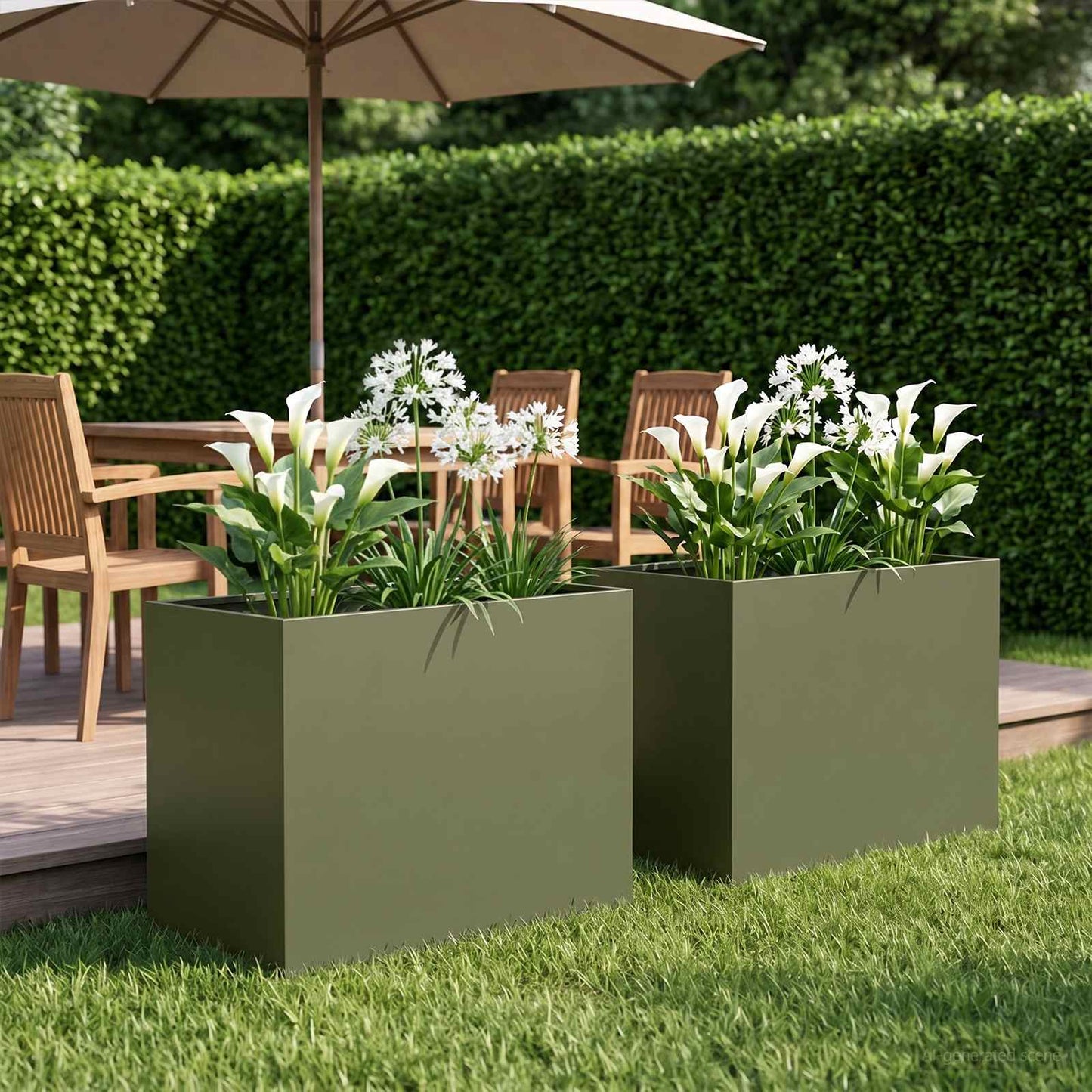 Plantenbak 2 st Olijfgroen 60 x 40 x 50 cm Koudgewalst staal