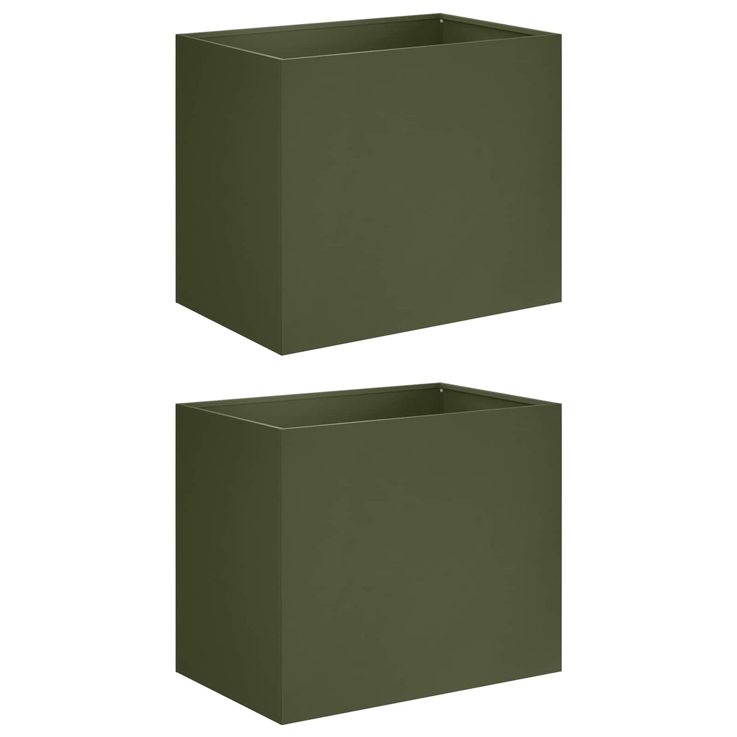 Plantenbak 2 st Olijfgroen 60 x 40 x 50 cm Koudgewalst staal