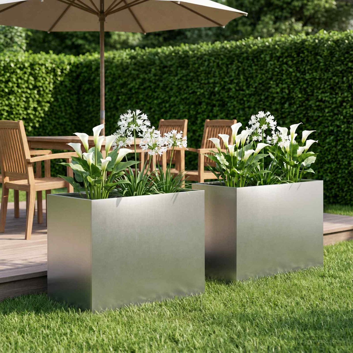 Plantenbak 2 st zilver 60 x 40 x 50 cm Roestvrij staal