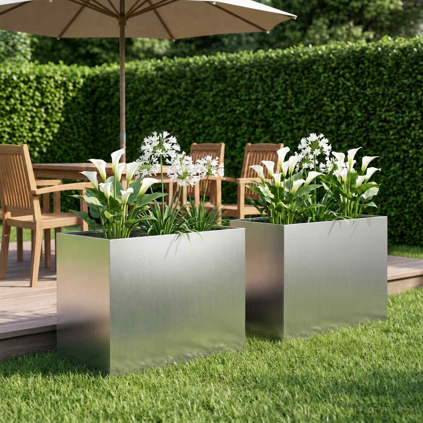 Plantenbak 2 st zilver 60 x 40 x 50 cm Gegalvaniseerd staal
