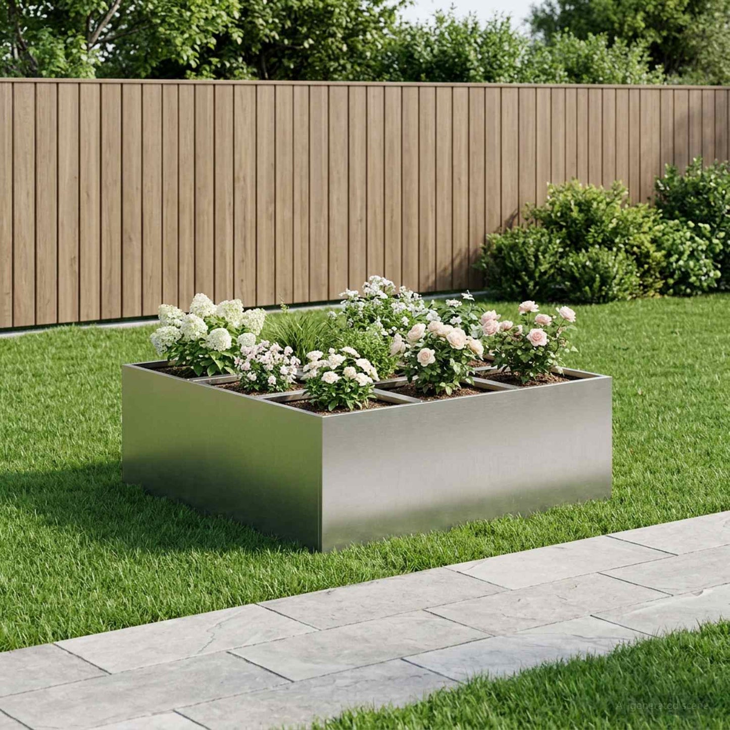 Plantenbak zilver 100 x 100 x 20 cm Roestvrij staal is nu te koop bij PeponiXL, paradijselijk wonen!