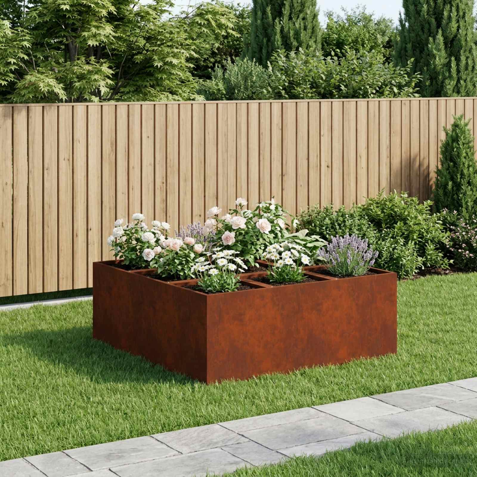 Plantenbak Roestkleurig 100 x 100 x 50 cm weervast staal is nu te koop bij PeponiXL, paradijselijk wonen!