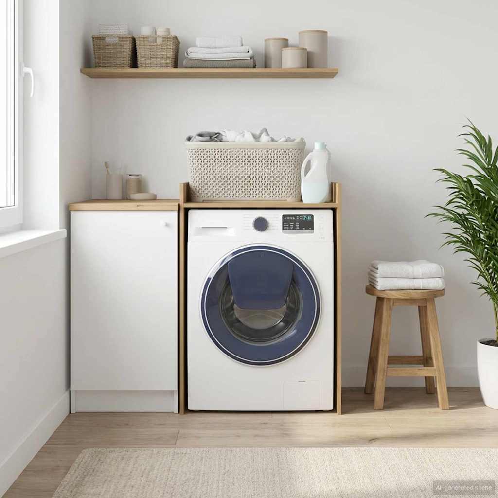 Wasmachinekast met opslag Ambachtelijk eiken 67,5 x 62 x 97 cm is nu te koop bij PeponiXL, paradijselijk wonen!