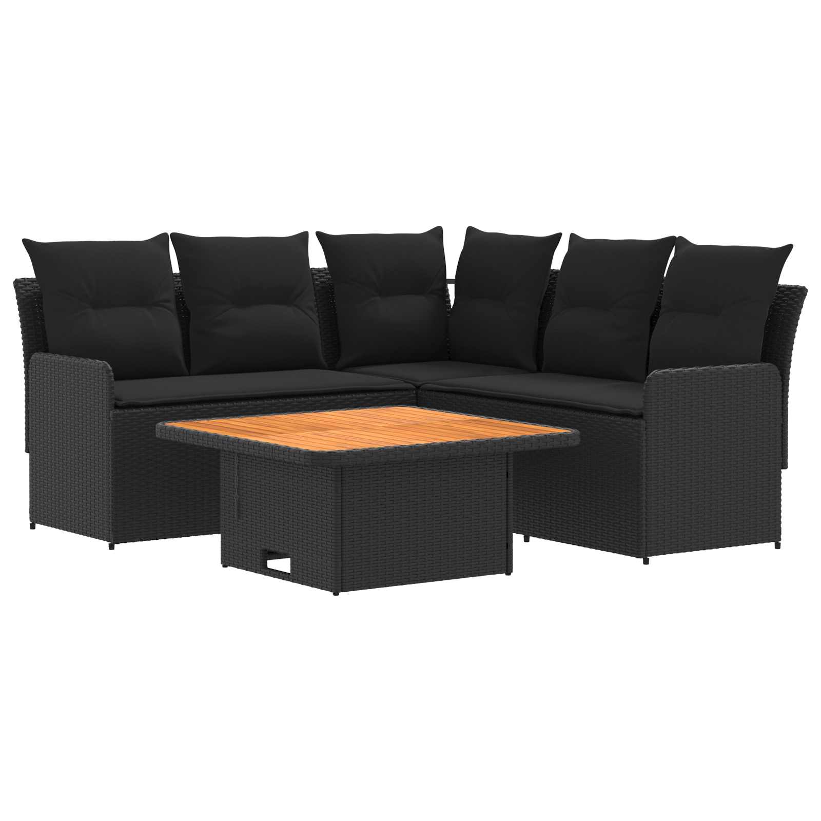 Meubelsets met kussen 4 pcs Zwart PE Rattan is nu te koop bij PeponiXL, paradijselijk wonen!