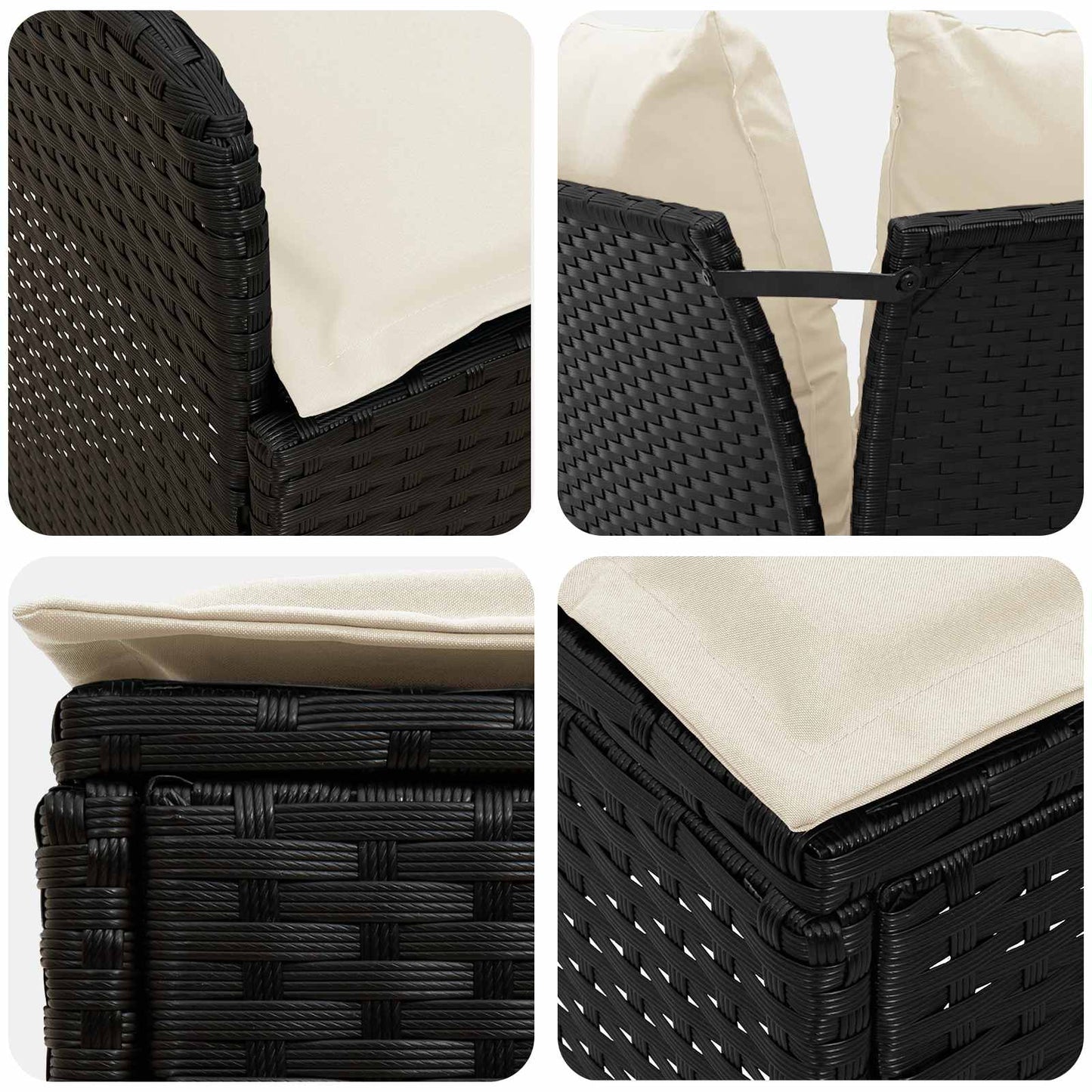 Meubelsets met kussen 4 pcs Zwart en Crème PE Rattan is nu te koop bij PeponiXL, paradijselijk wonen!