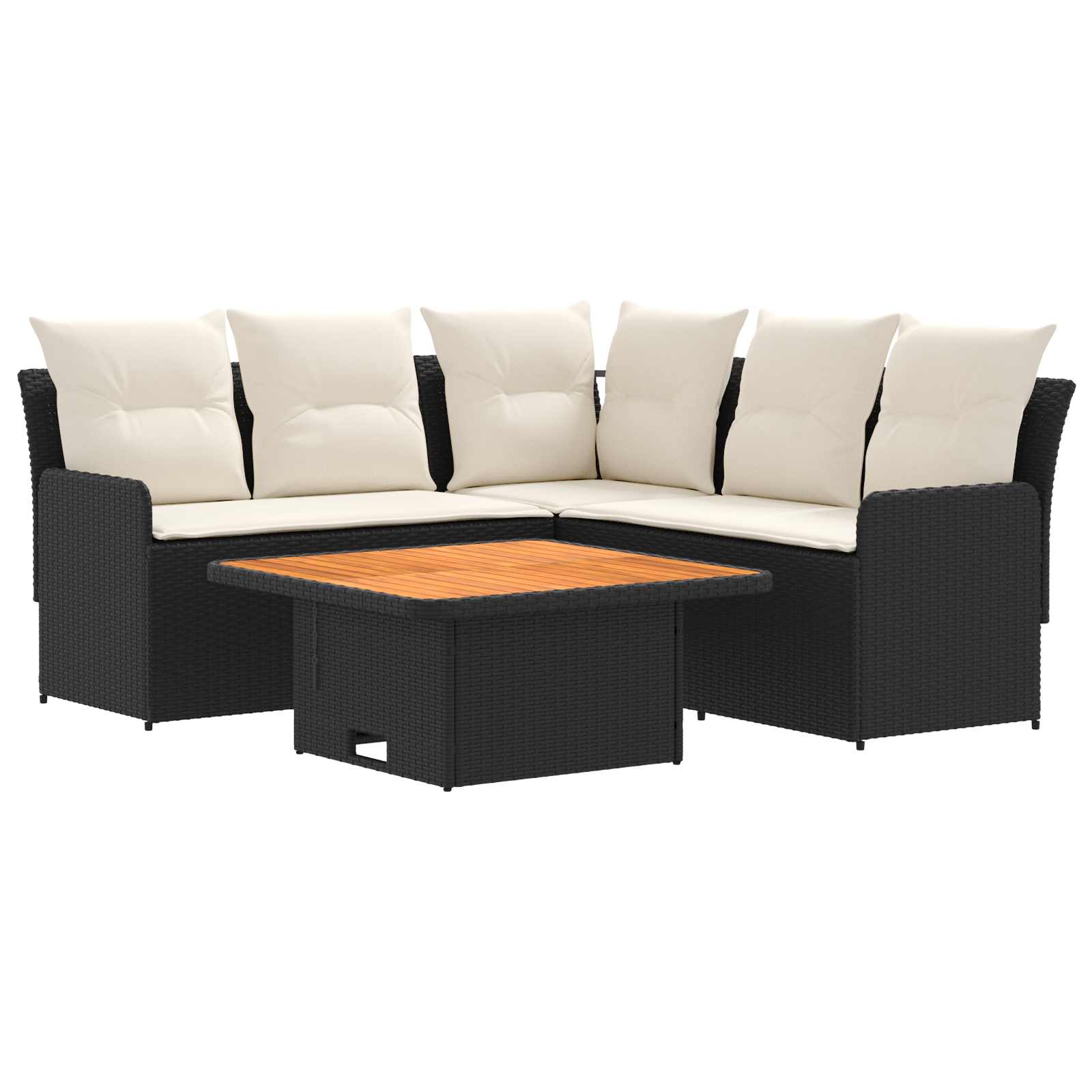 Meubelsets met kussen 4 pcs Zwart en Crème PE Rattan is nu te koop bij PeponiXL, paradijselijk wonen!