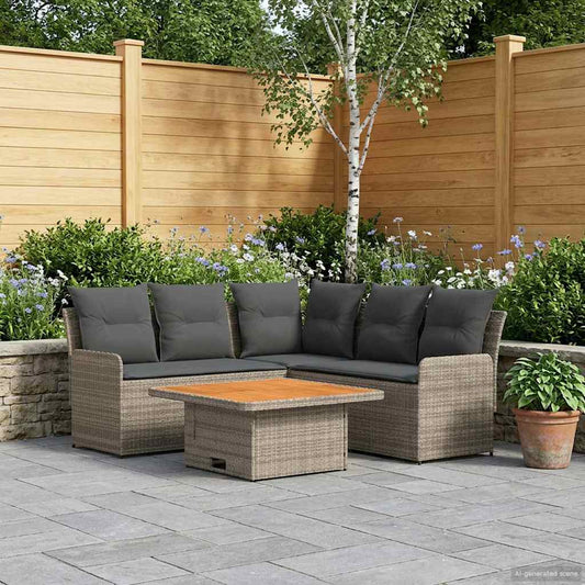 Meubelsets met kussen 4 pcs Grijs en Donkergrijs PE Rattan is nu te koop bij PeponiXL, paradijselijk wonen!